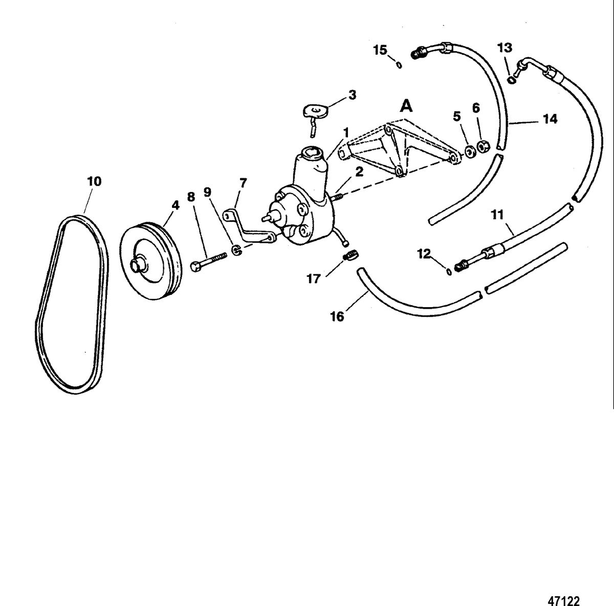 MERCRUISER 7.4 LX (EFI-MP) BRAVO POWER STEERING COMPONENTS