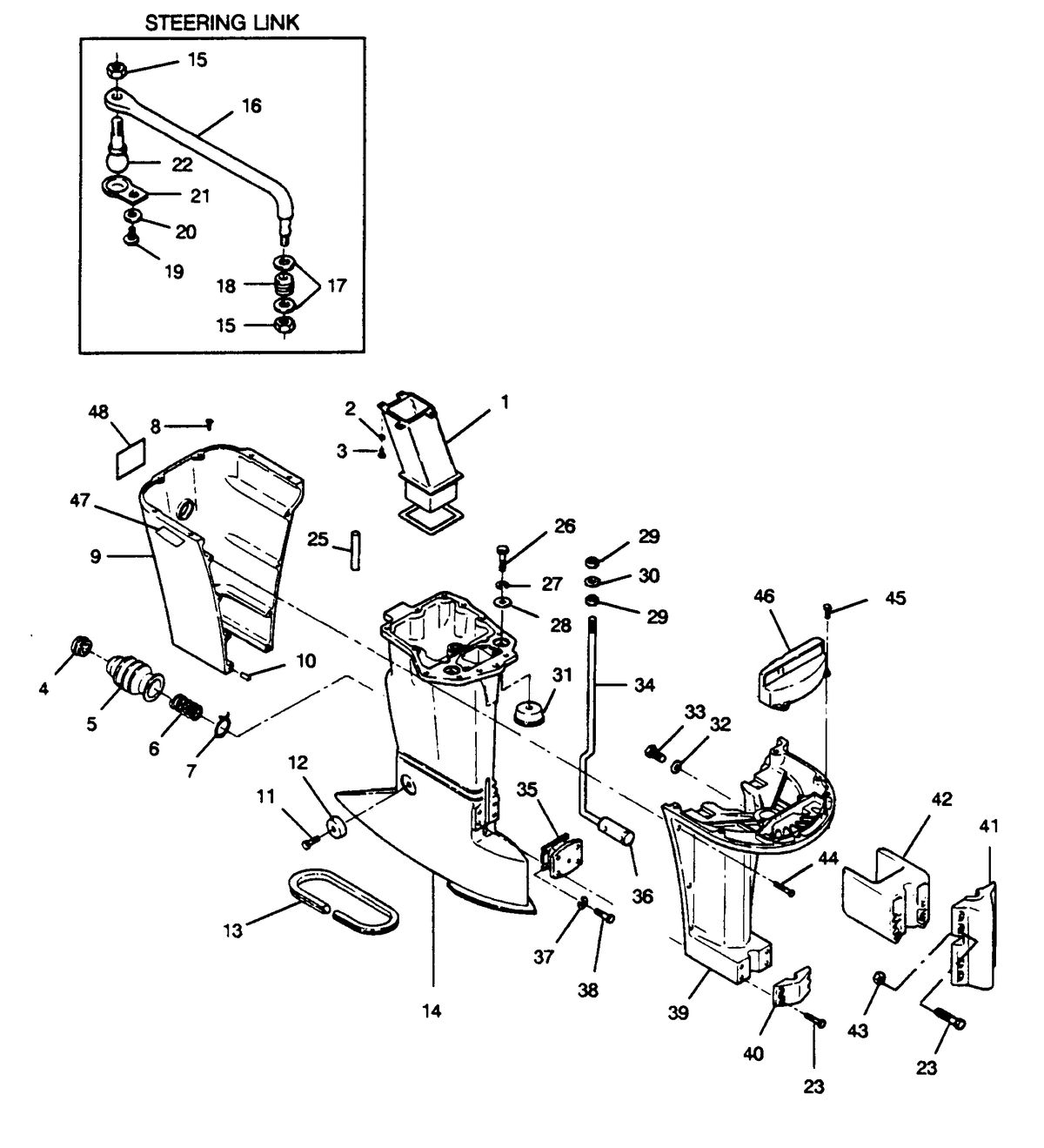 FORCE FORCE 1989 85 H.P. "D" MODELS MOTOR LEG