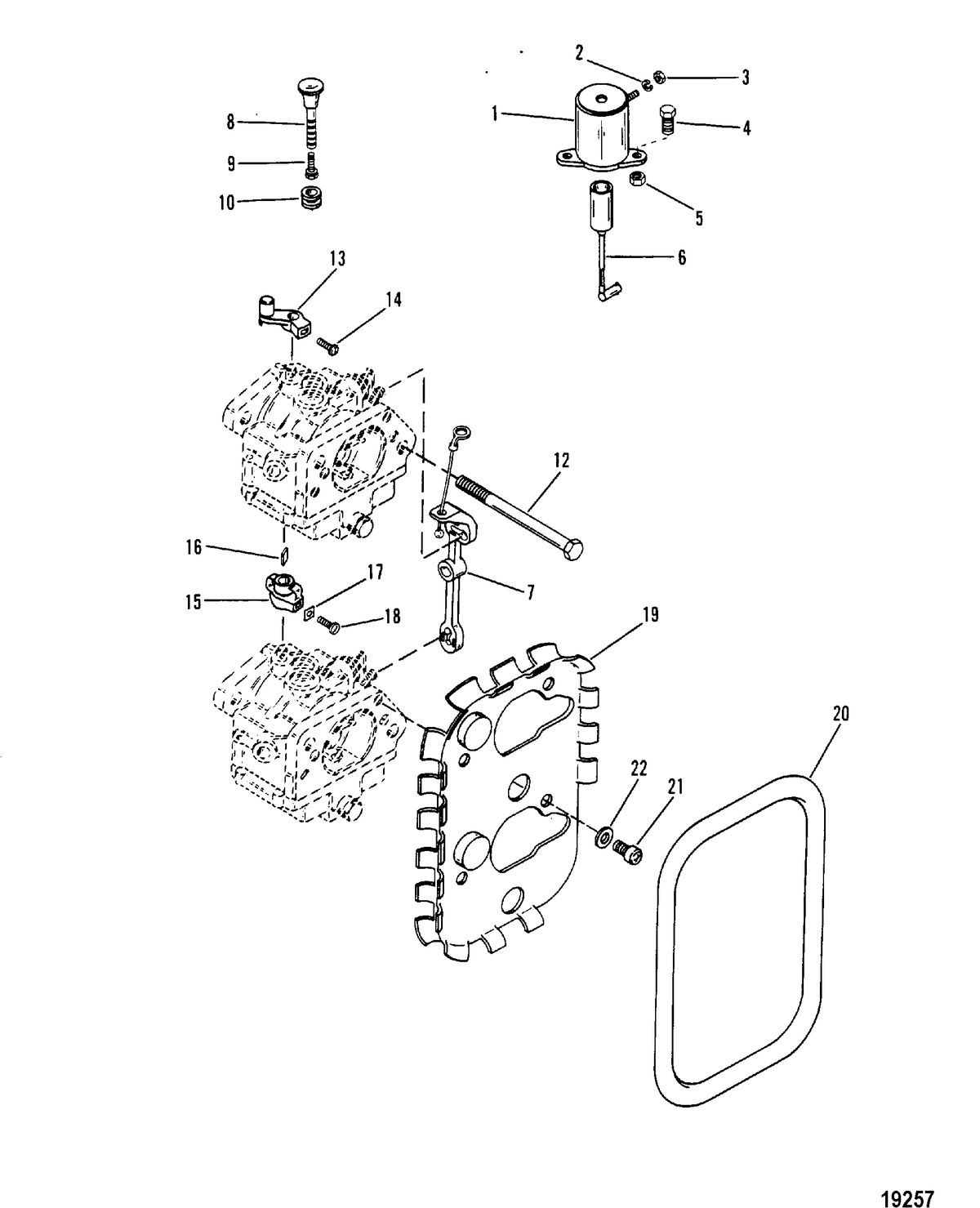 MERCURY/MARINER 50/60 HP (3 CYLINDER) Carburetor Linkage and Choke Solenoid