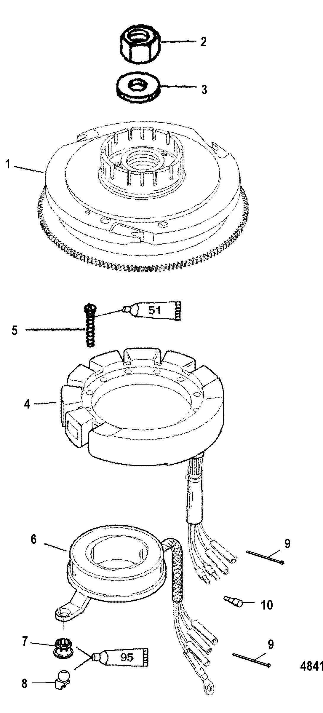 MERCURY/MARINER 55/60/45 JET/60 BIGFOOT (2-STROKE) Flwheel and Stator, Manual