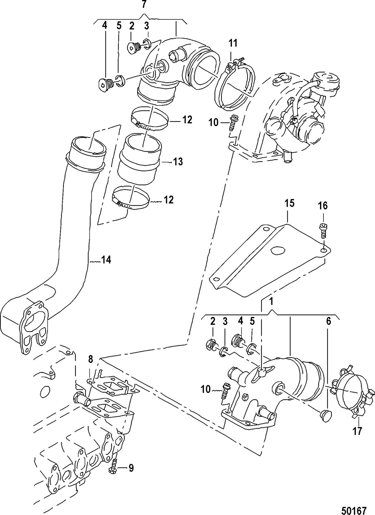 MERCRUISER VW 2.5L EXHAUST PIPE