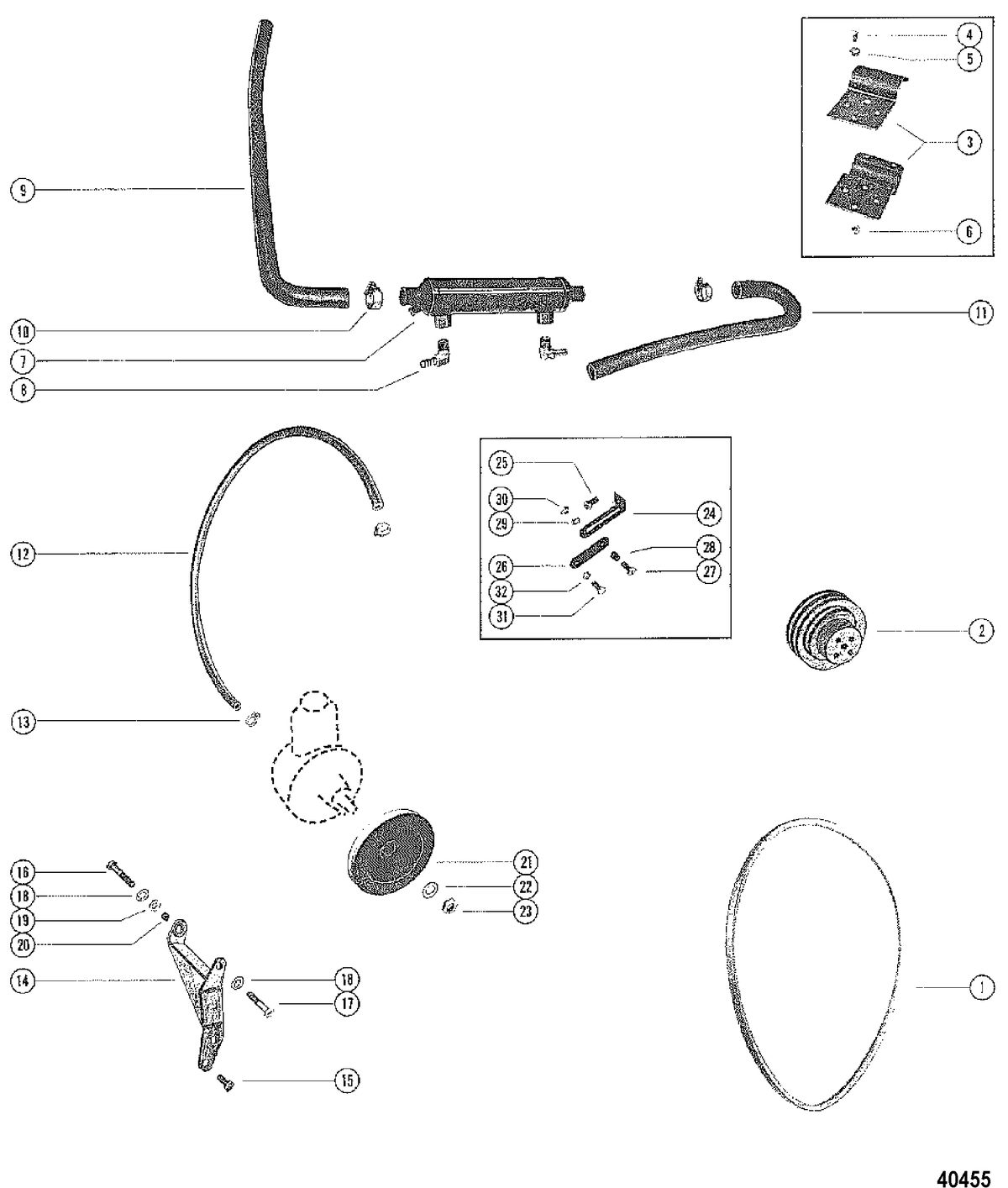 MERCRUISER 120 ENGINE POWER STEERING MOUNTING, Without Closed Cooling