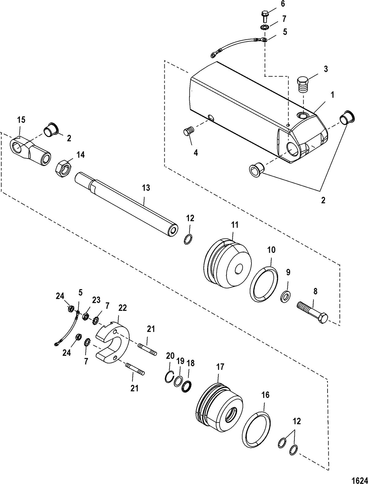 MERCRUISER BRAVO-I XR/XZ STERNDRIVE AND TRANSOM ASSEMBLY Steering Cylinder(Integrated Transom)