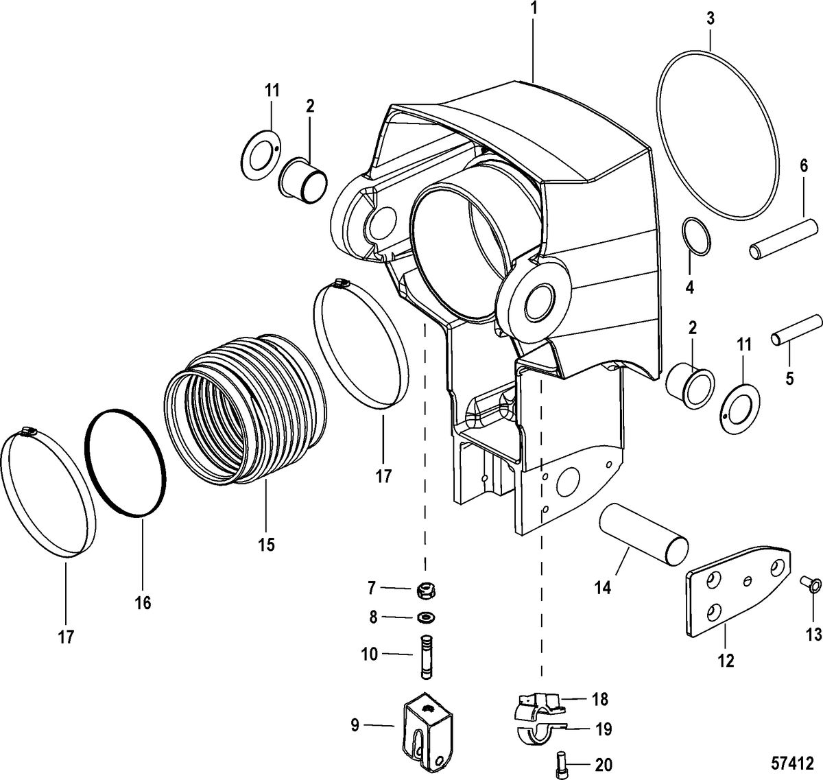 RACE STERNDRIVE M8 DRIVE AND M SERIES TRANSOM Bell Housing Assembly