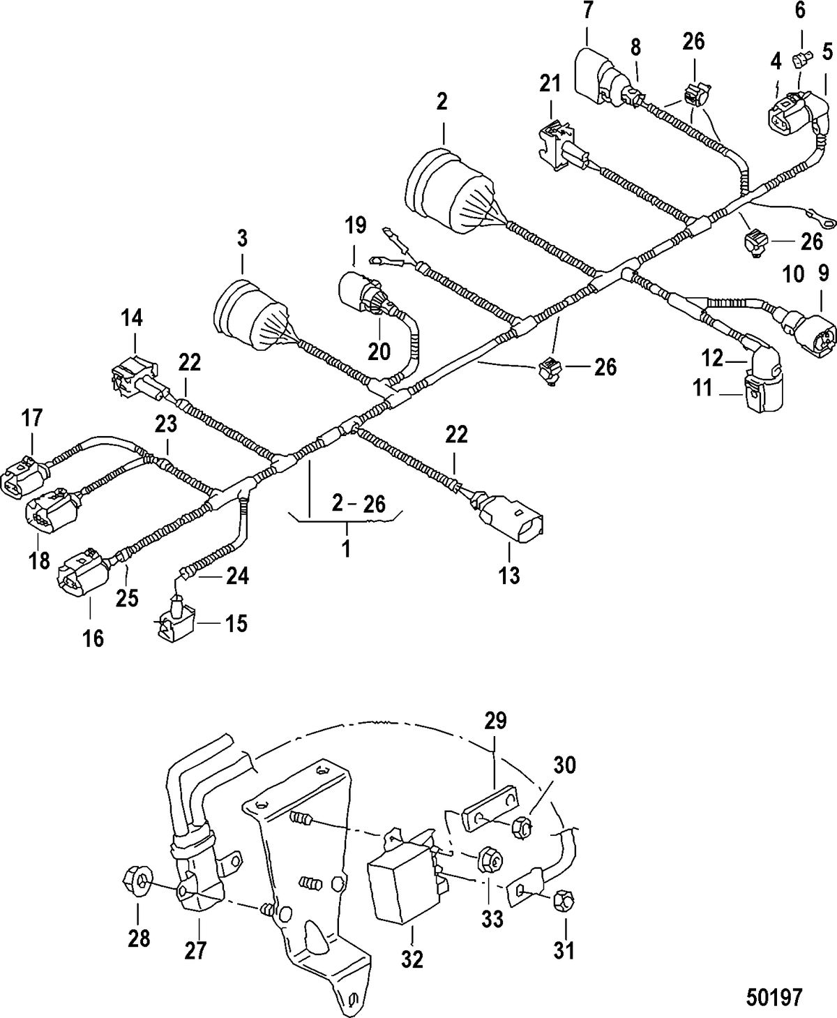 MERCRUISER VW 2.5L WIRING HARNESS, Engine