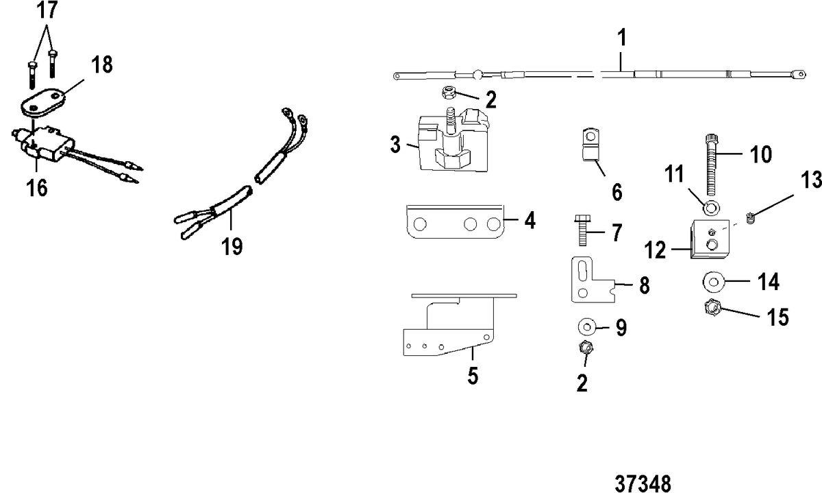 MERCURY/MARINER 100/115/125 HP 80 JET  (4 CYLINDER) TILLER HANDLE ADAPTOR KIT(JET 80)
