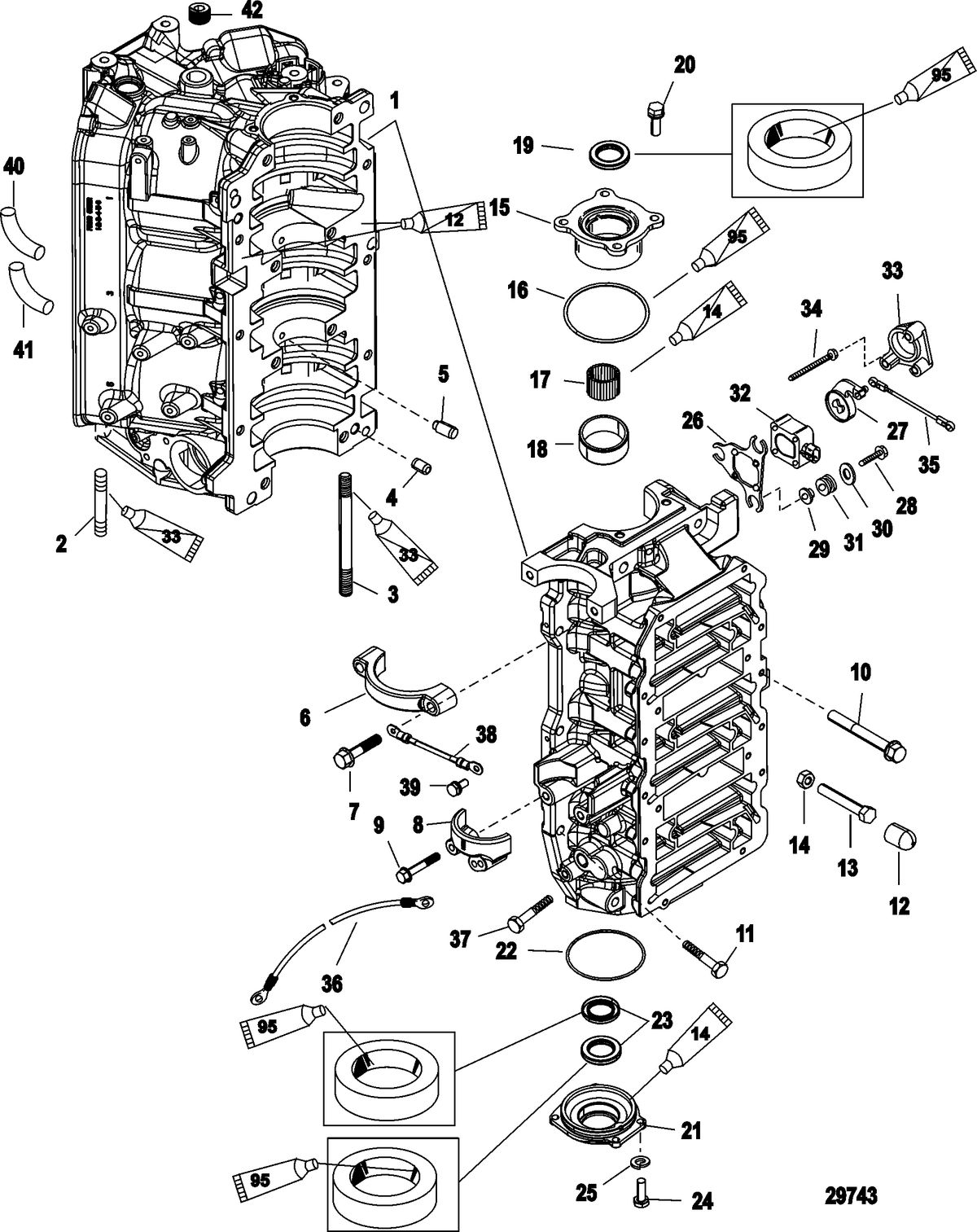 SPORTJET 200 DFI JET DRIVE Cylinder Block and End Caps