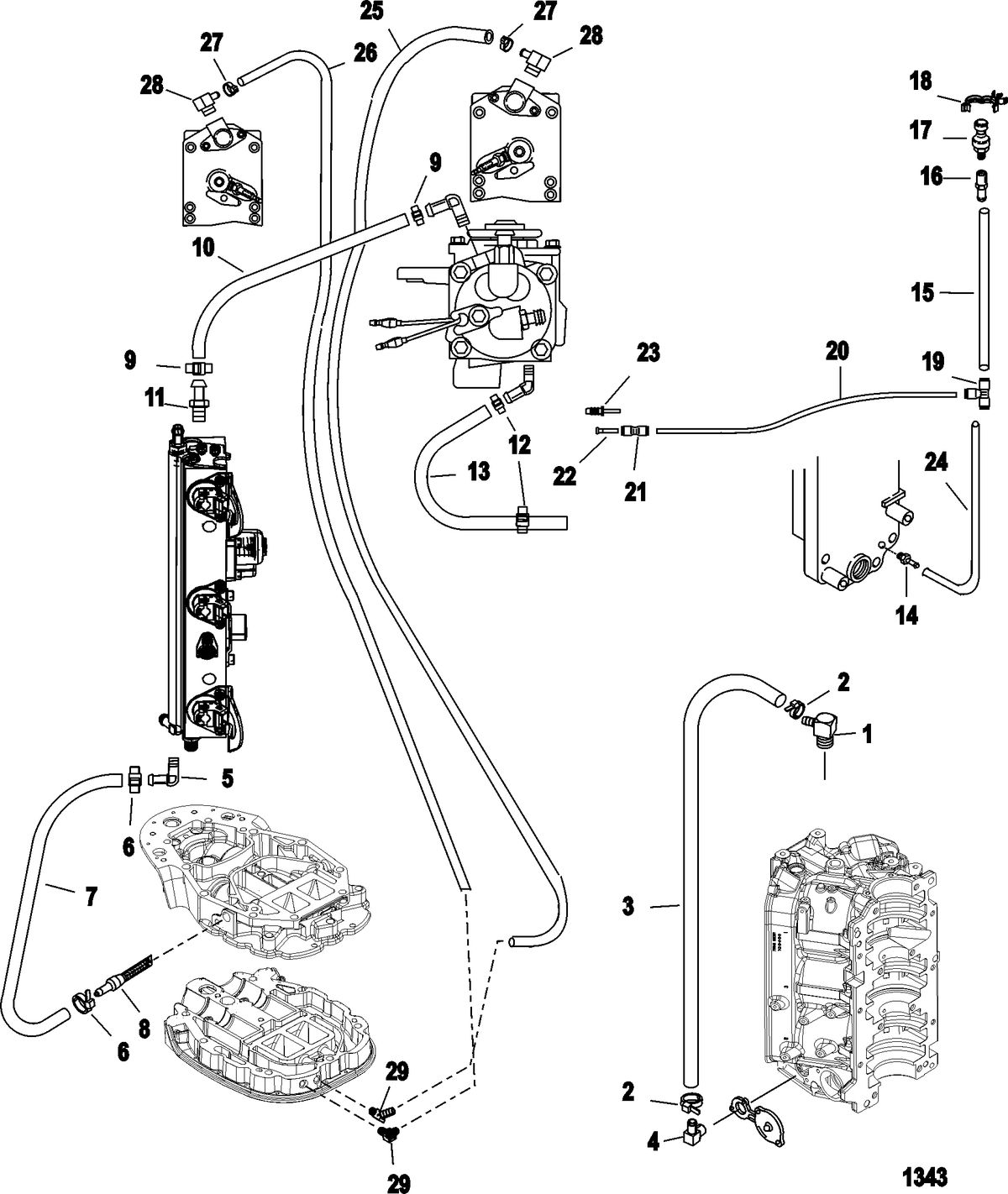 MERCURY/MARINER 150 PRO XS (2.5L) Water Hoses