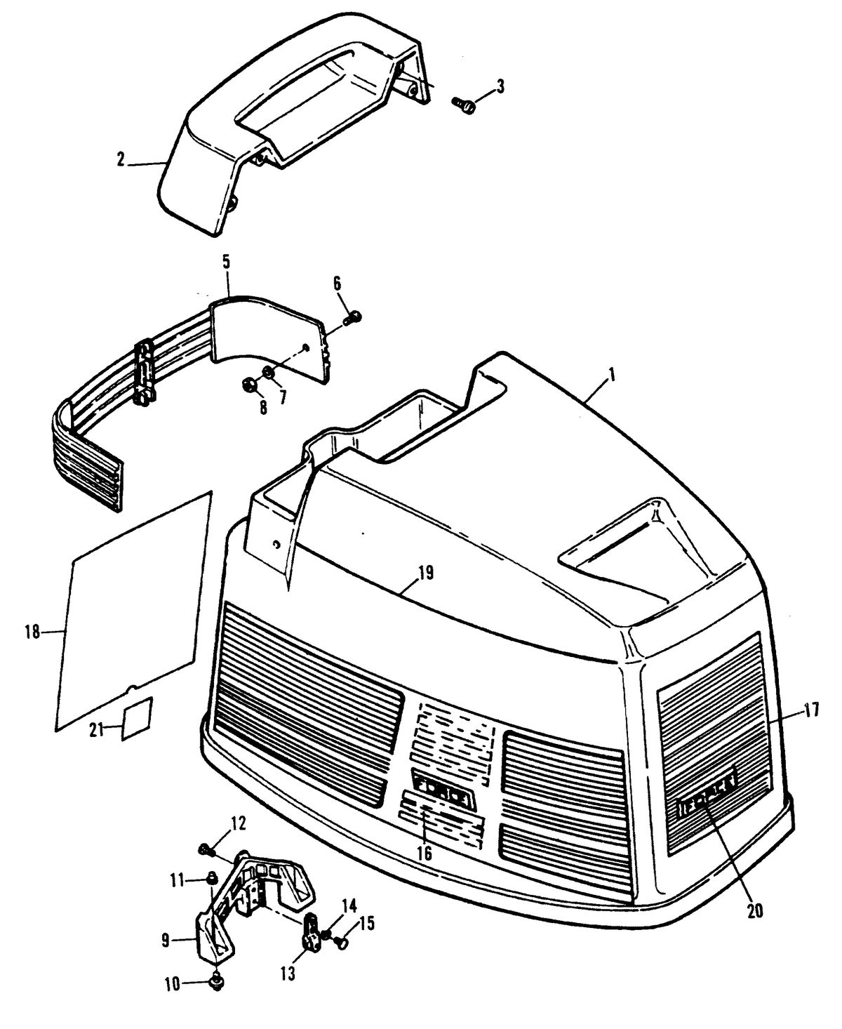 FORCE 150 H.P. TOP COWL COMPONENTS