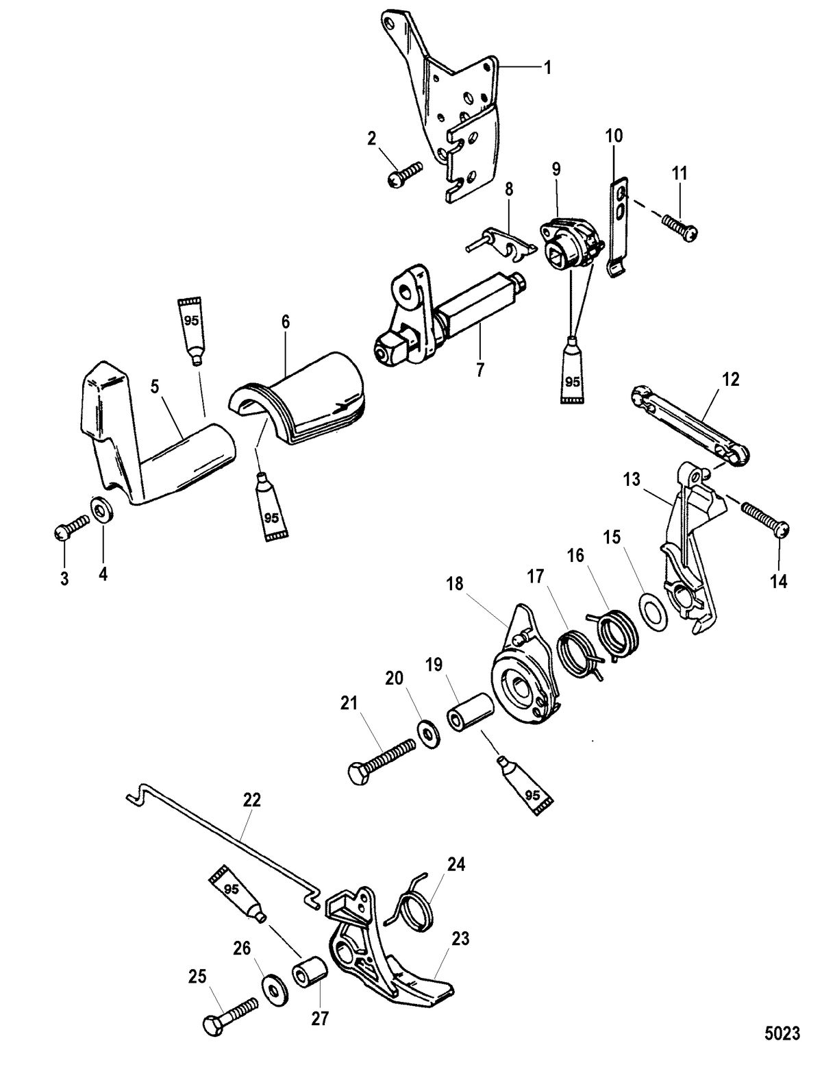 MERCURY/MARINER 10/15 SEAPRO/MARATHON-10/15 VIKING (2-STROKE) Throttle and Shift Linkage(Side Shift)