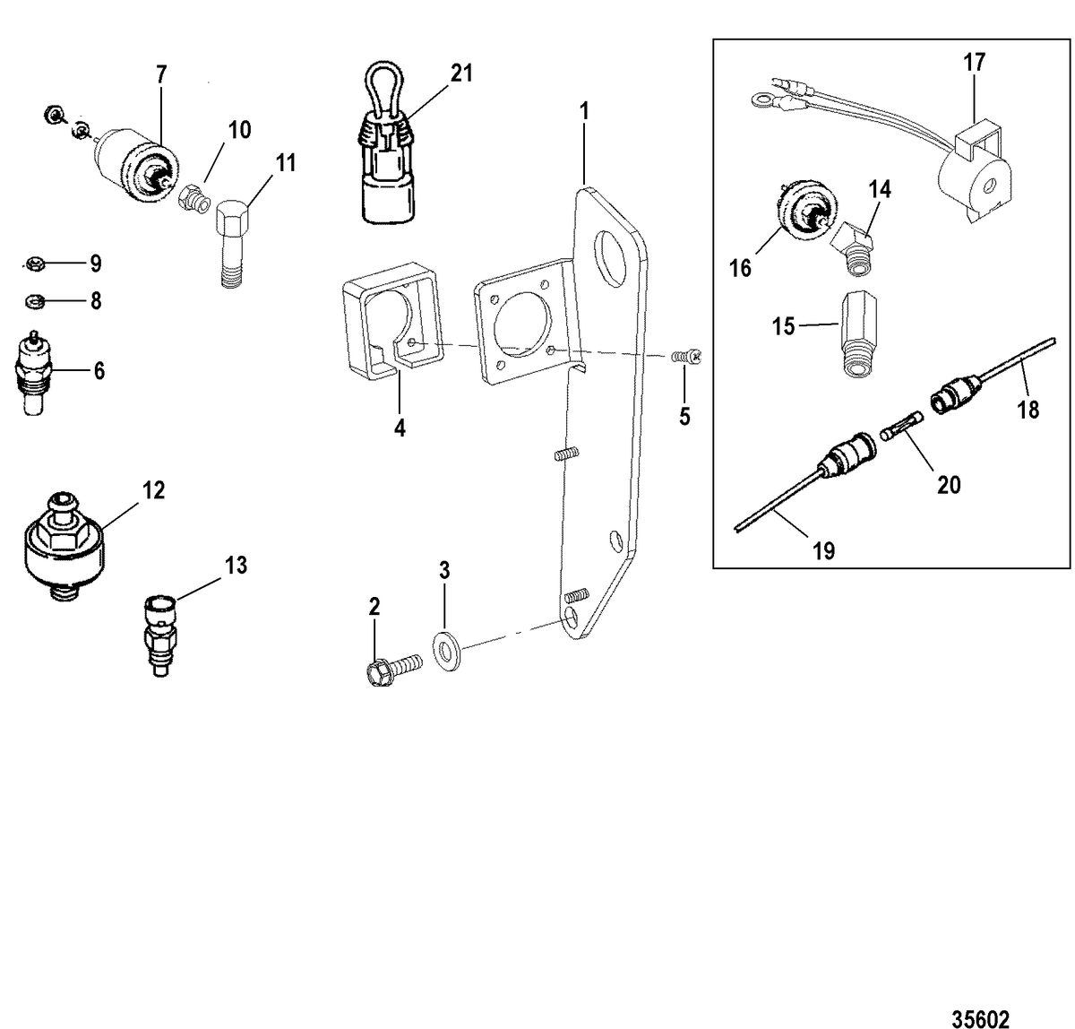 MERCRUISER 7.4L MPI BRAVO L29 (GEN VI) SENDERS AND HARNESS BRACKET