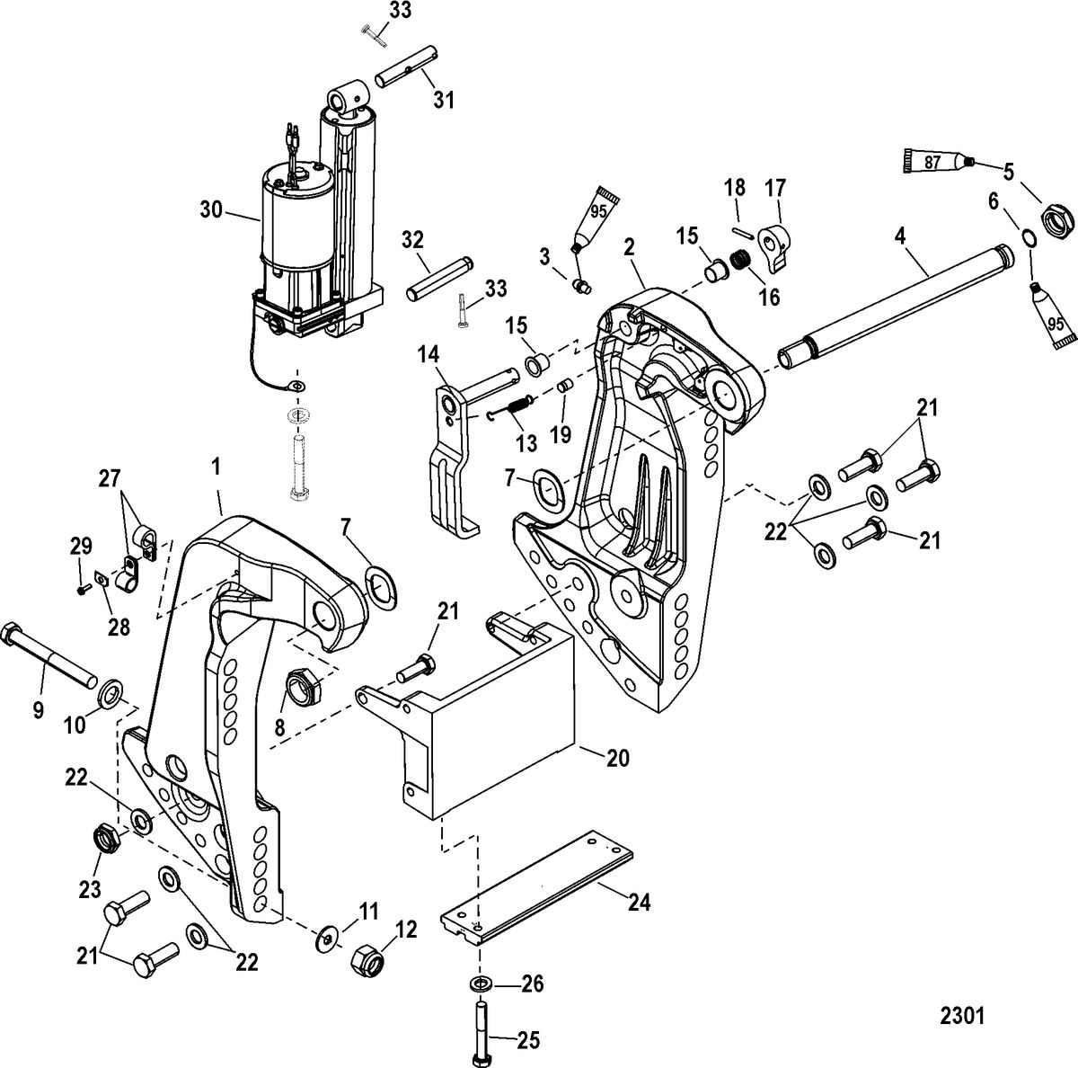 MERCURY/MARINER 115/125 HP 80 JET (4 CYLINDER) Transom Bracket