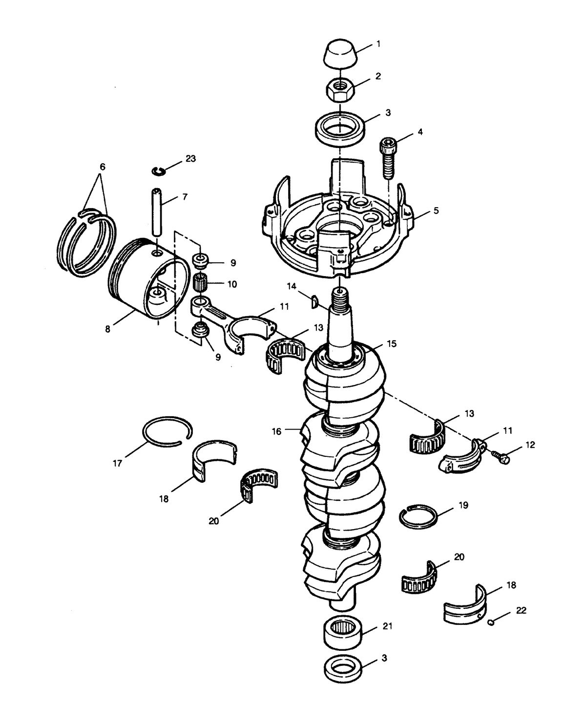 FORCE FORCE 1991 120 H.P "B" MODEL L-DRIVE CRANKSHAFT AND PISTON