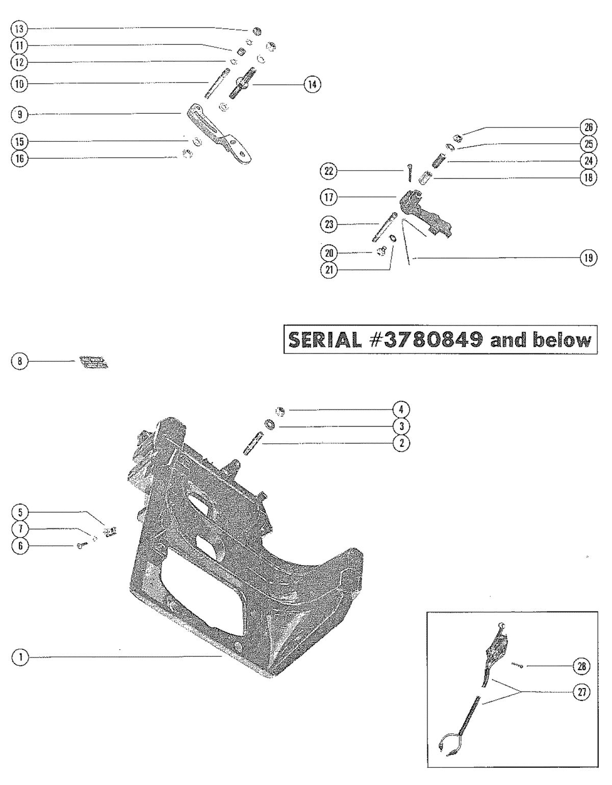 MERCRUISER 120/140/165 STERN DRIVE TRANSOM PLATE AND SHIFT LEVER
