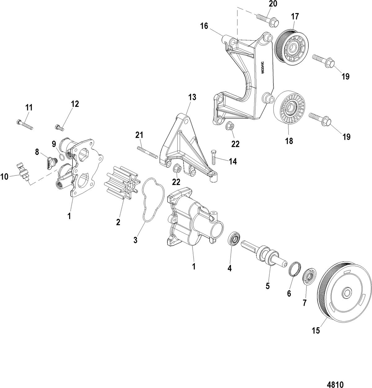 MERCRUISER 496 MAG. STERNDRIVE SEAWATER PUMP