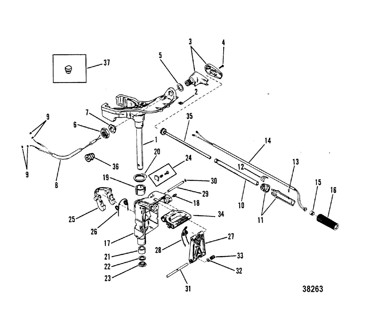 MERCURY/MARINER 6/8/9.9/15 HP SWIVEL BRACKET AND STEERING HANDLE