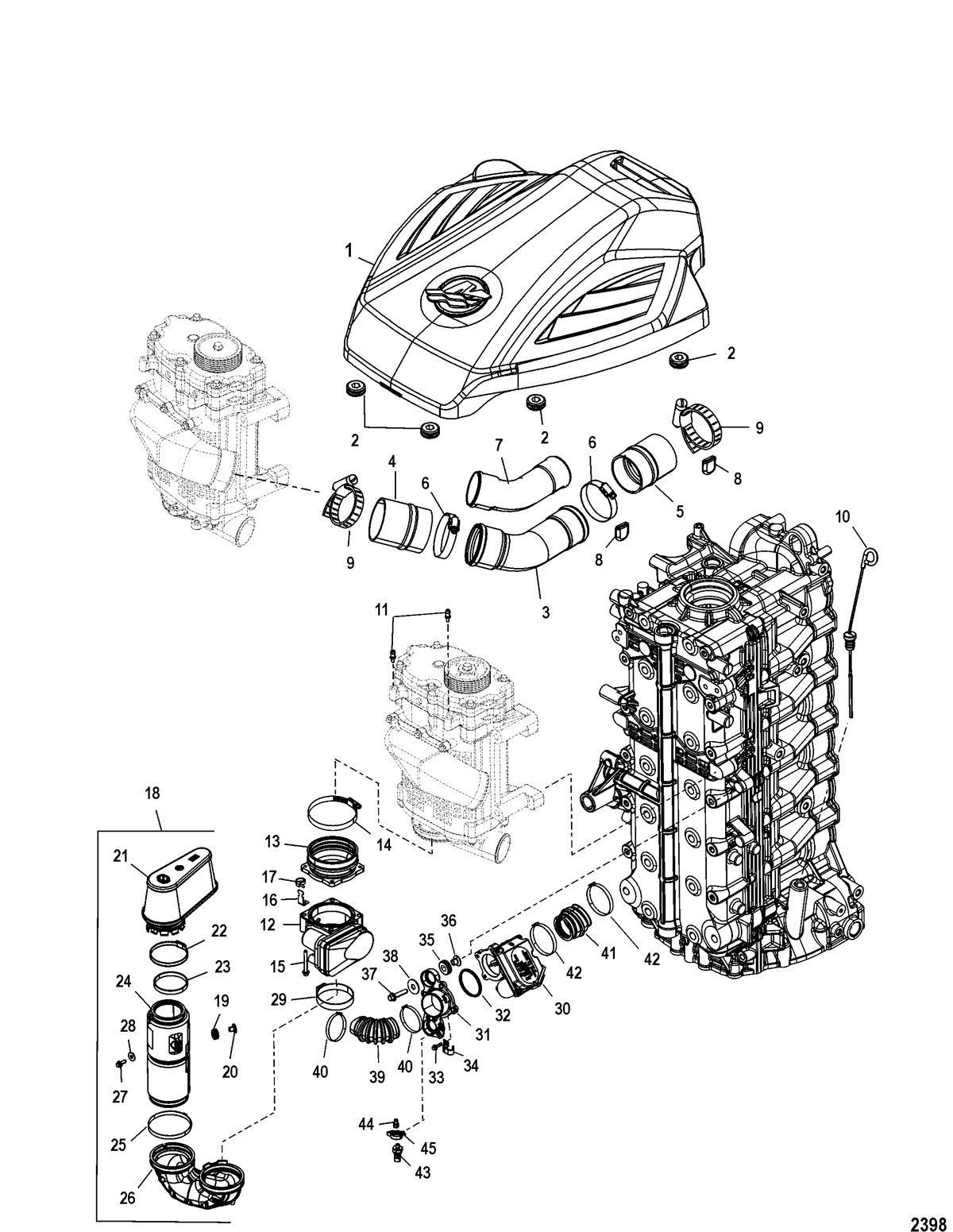 MERCURY/MARINER 200/225/250/275 4-STROKE VERADO Induction Components