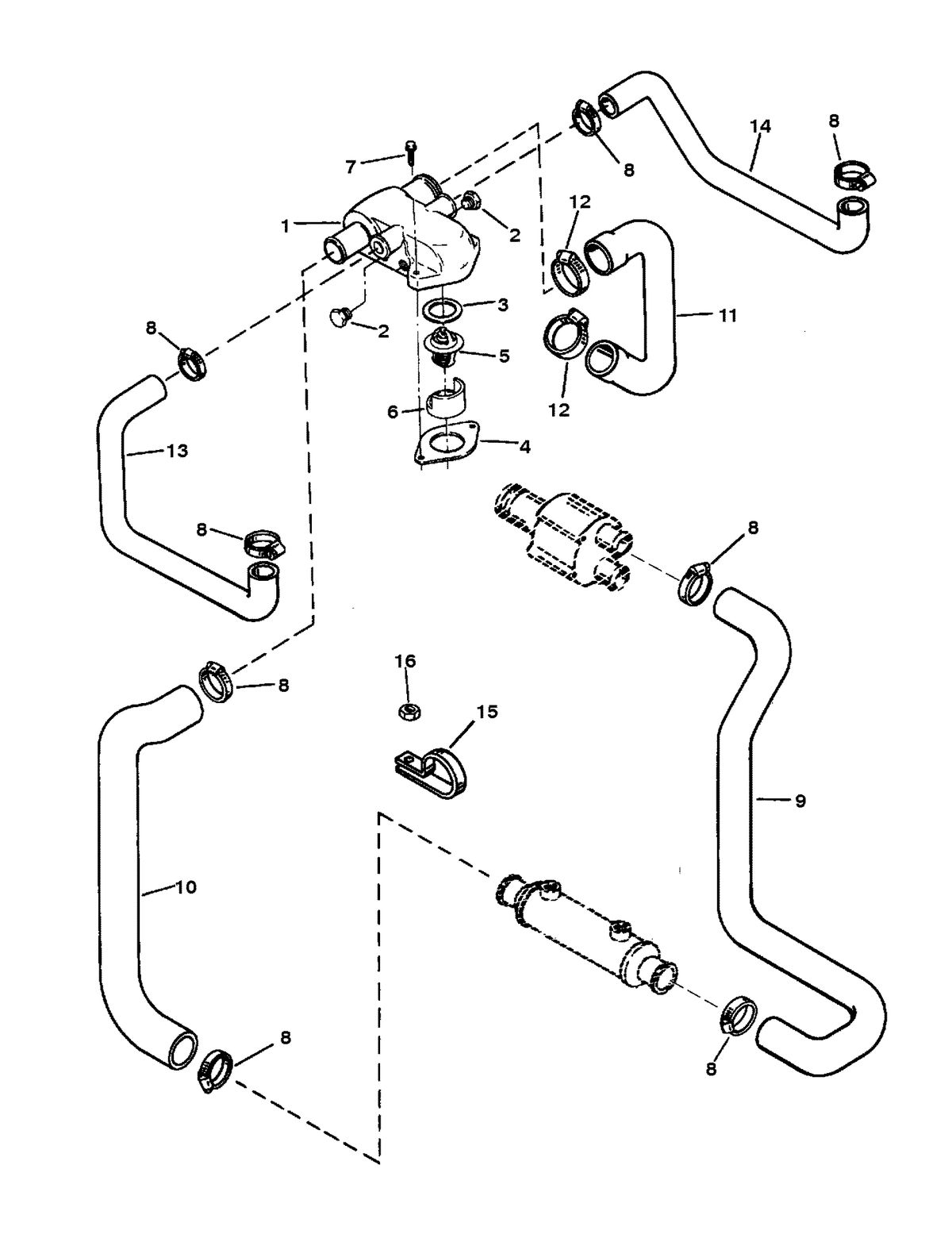 MERCRUISER MIE 5.7L INBOARD THERMOSTAT HOUSING (STANDARD COOLING)