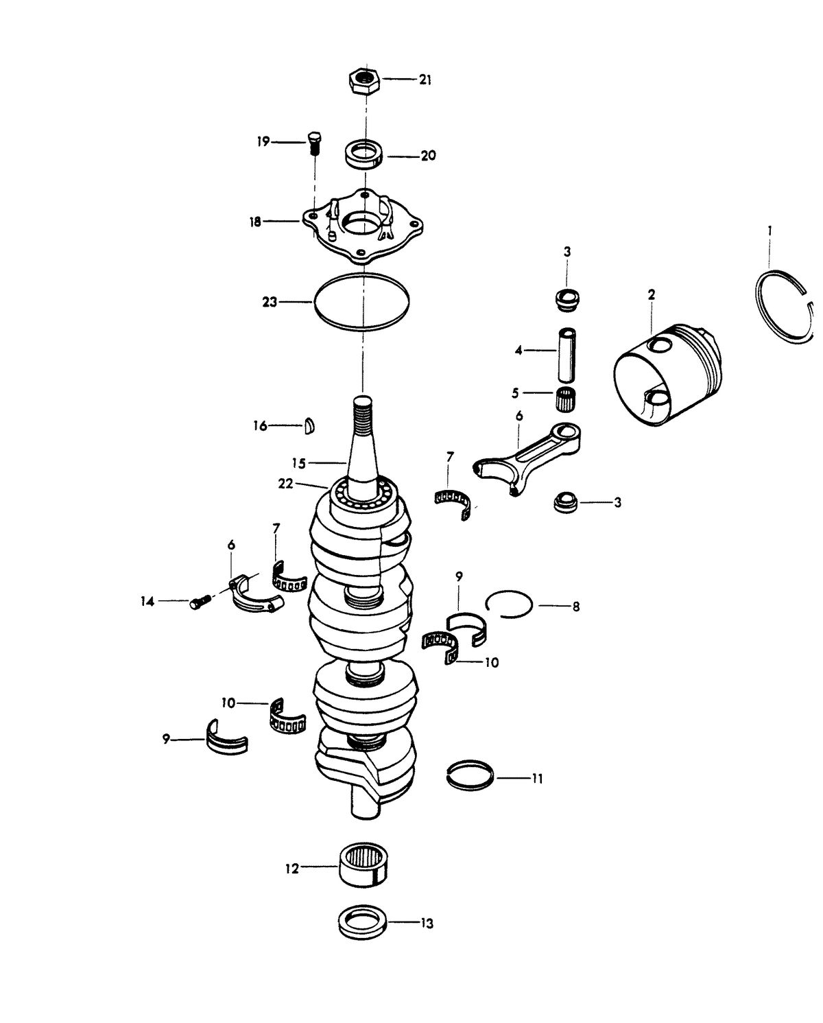 CHRYSLER 100 H.P. CRANKSHAFT AND PISTON GROUP
