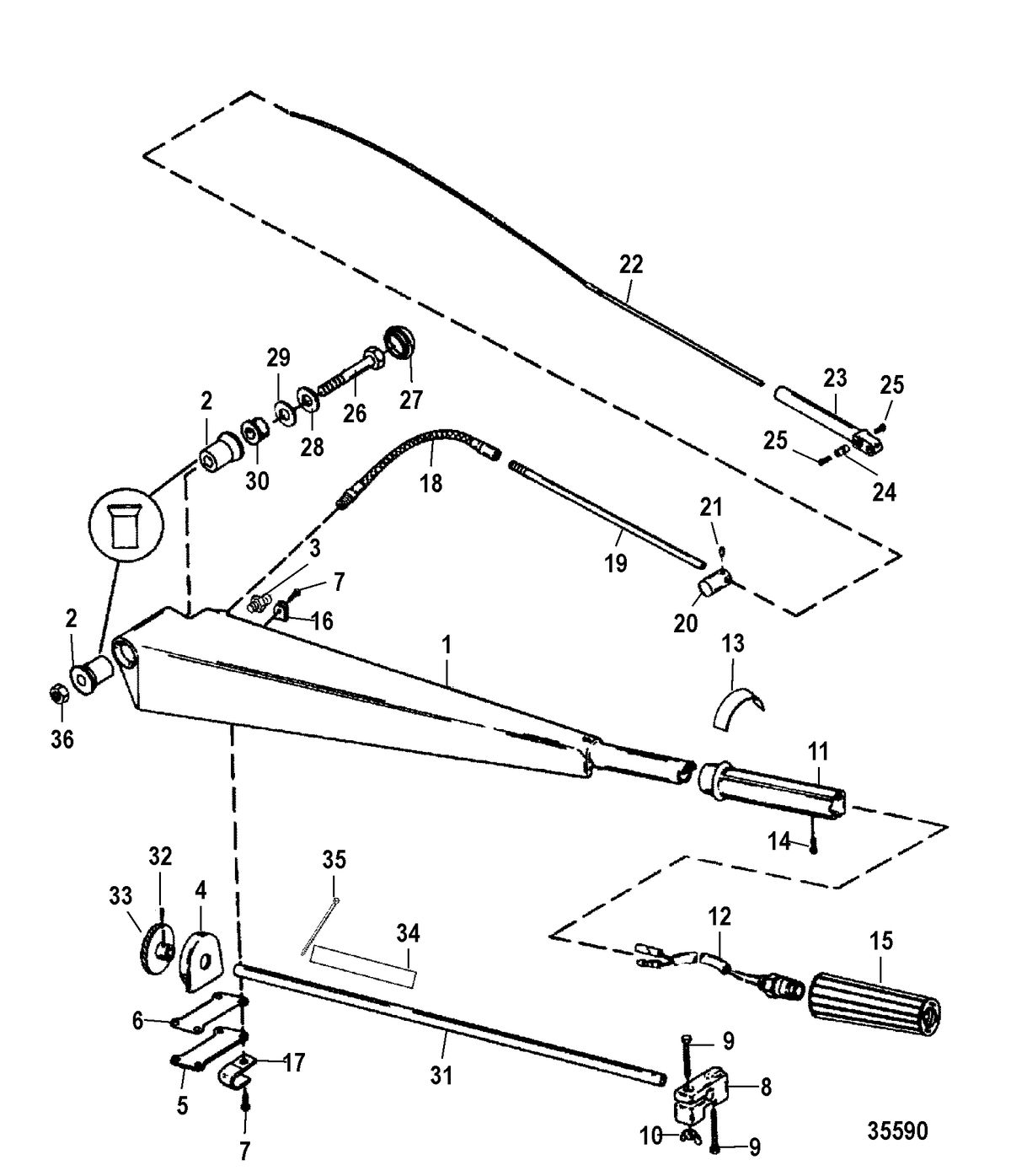 MERCURY/MARINER 55/60/45 JET/60 BIGFOOT (2-STROKE) Steering Handle Kit