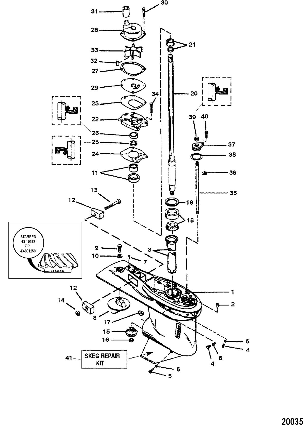 FORCE FORCE 120 H.P. Gear Housing Assembly(Driveshaft) (6 Jaw Reverse Clutch)