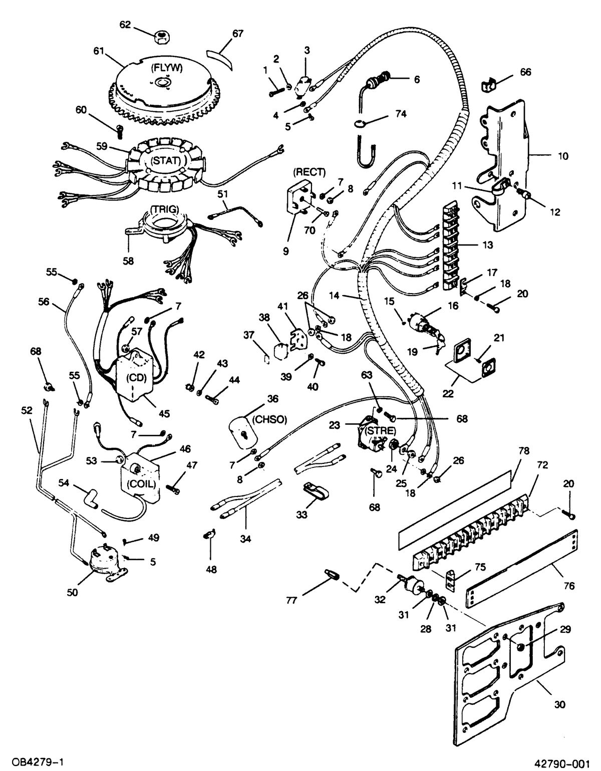 FORCE FORCE 1989 85 H.P. "D" MODELS ELECTRICAL COMPONENTS
