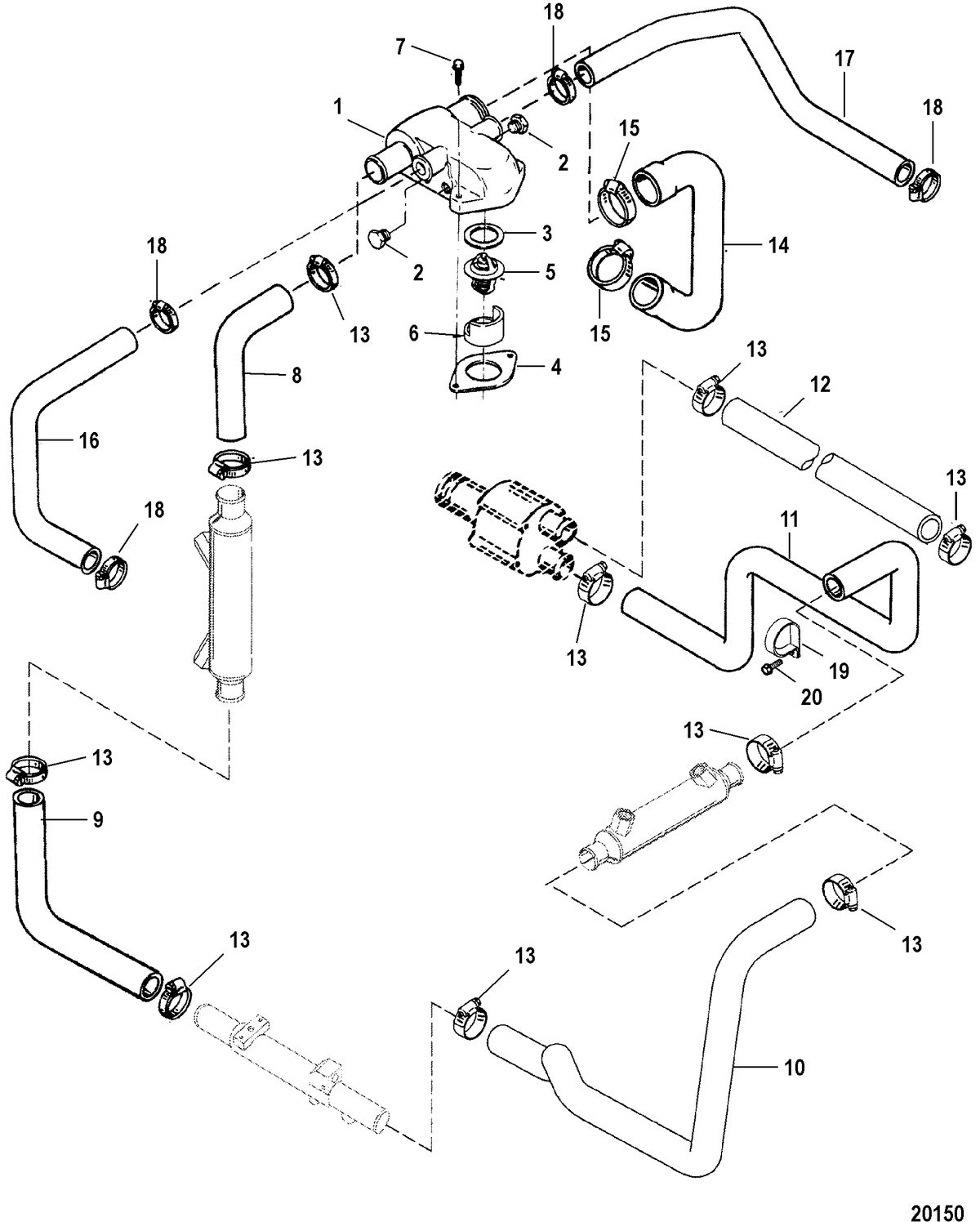 MERCRUISER 454 MAG MPI HORIZON/MIE 8.2L MPI Standard Cooling System(8.2L MPI)