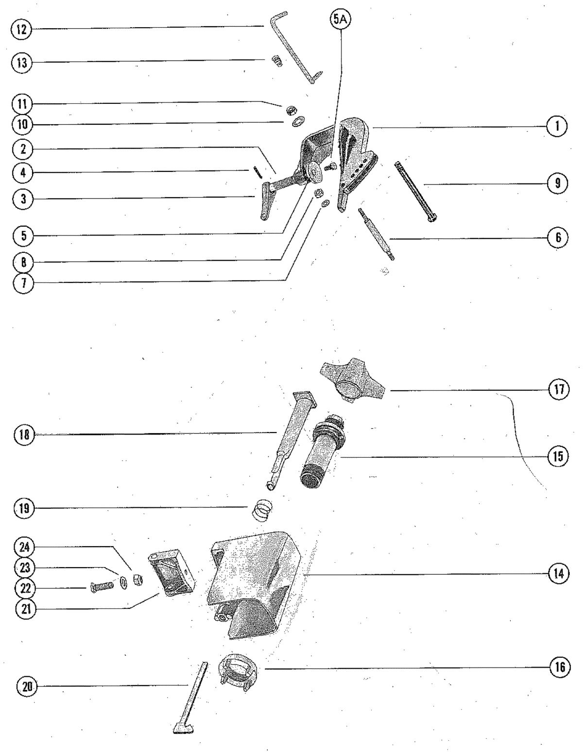 TROLLING MOTOR MERC "THRUSTER" CLAMP AND SWIVEL BRACKET ("TM")