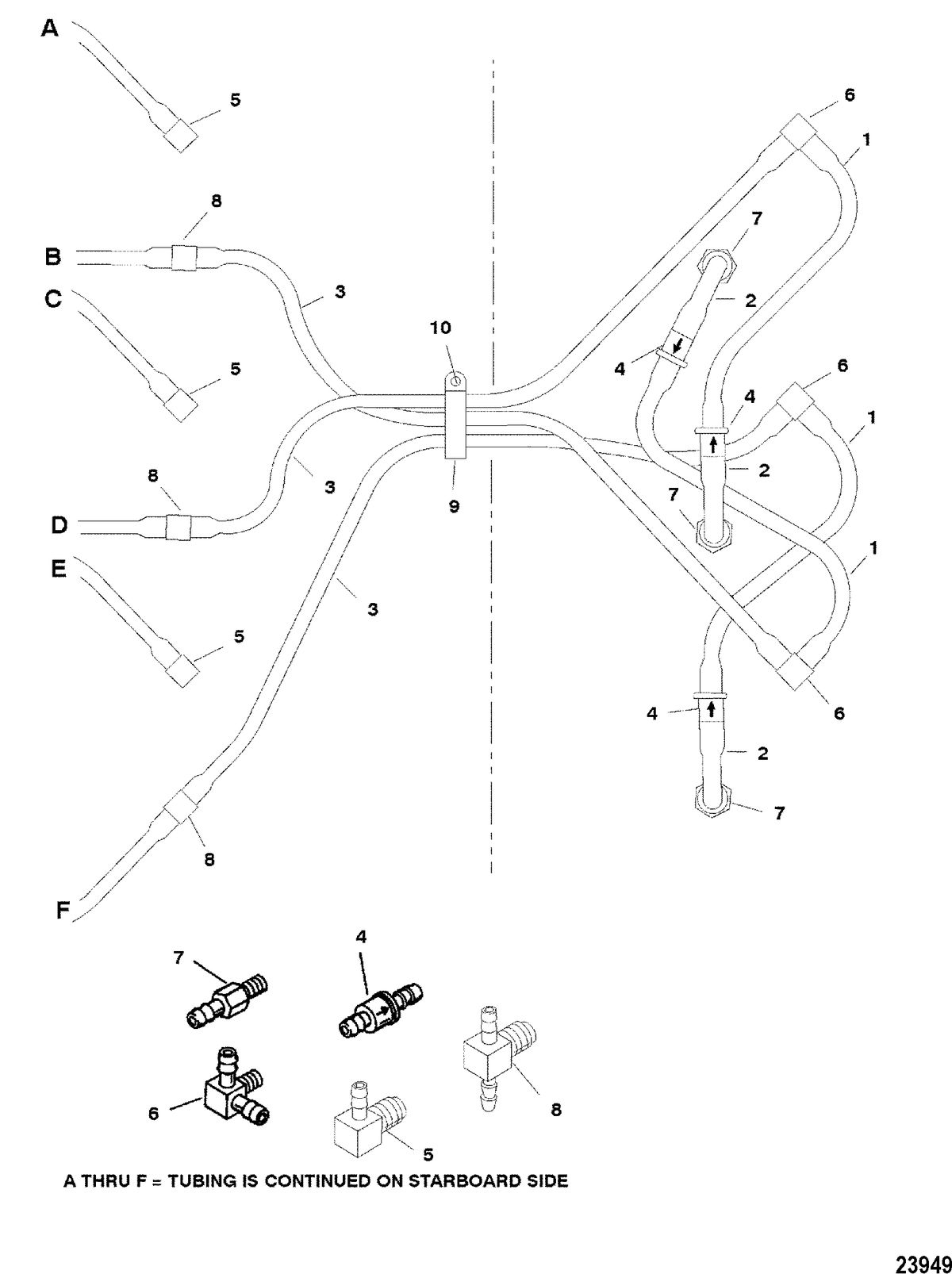 MERCURY/MARINER 225 AND 225 SEAPRO/MARATHON (3.0L CARB) BLEED SYSTEM(PORT)(S/N-0G485989 & UP)