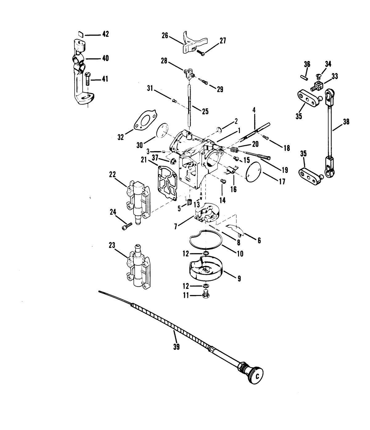 RACE OUTBOARD 44 XS CARBURETOR ASSEMBLY