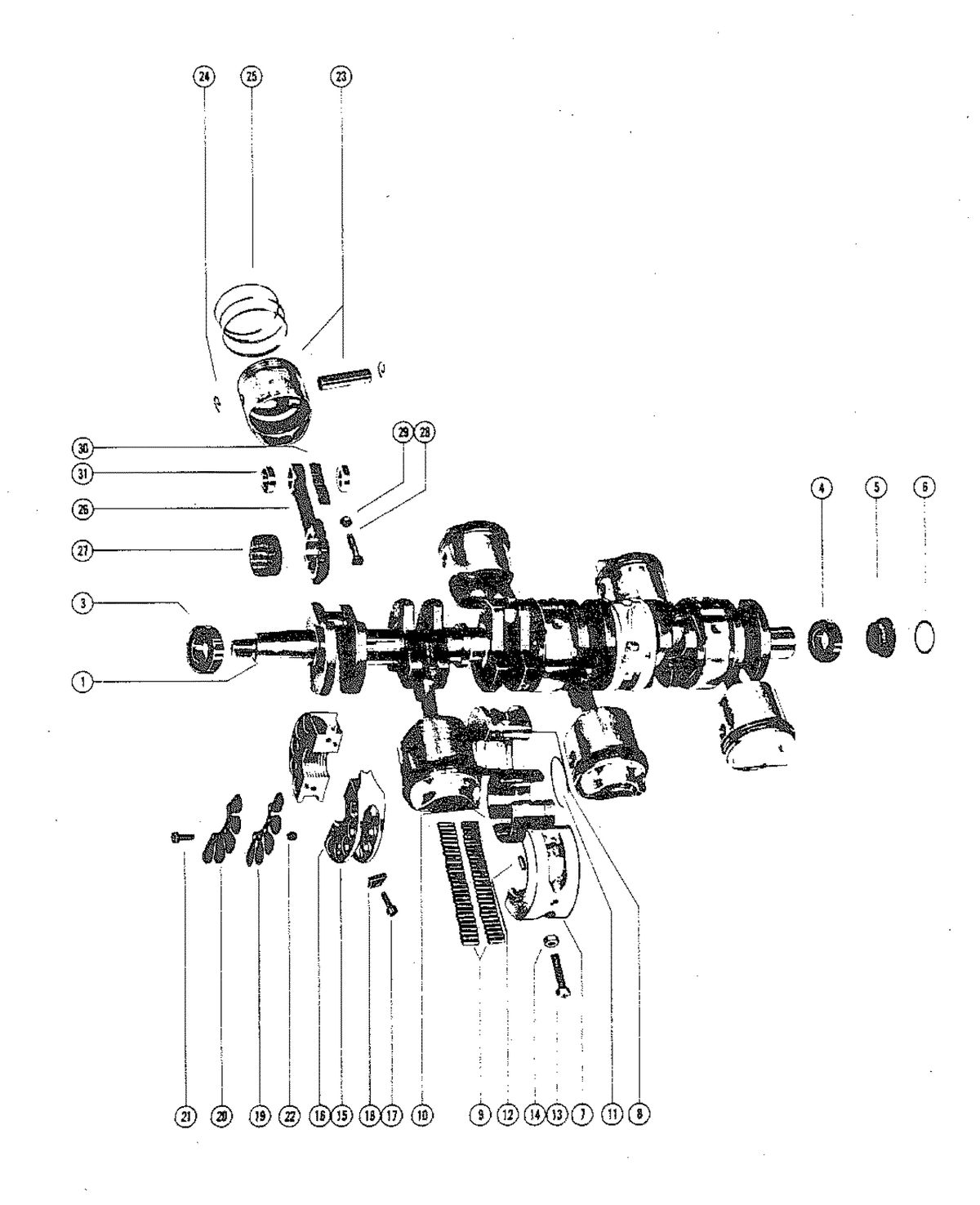MERCURY MERC 115 CRANKSHAFT, PISTONS AND CONNECTING RODS