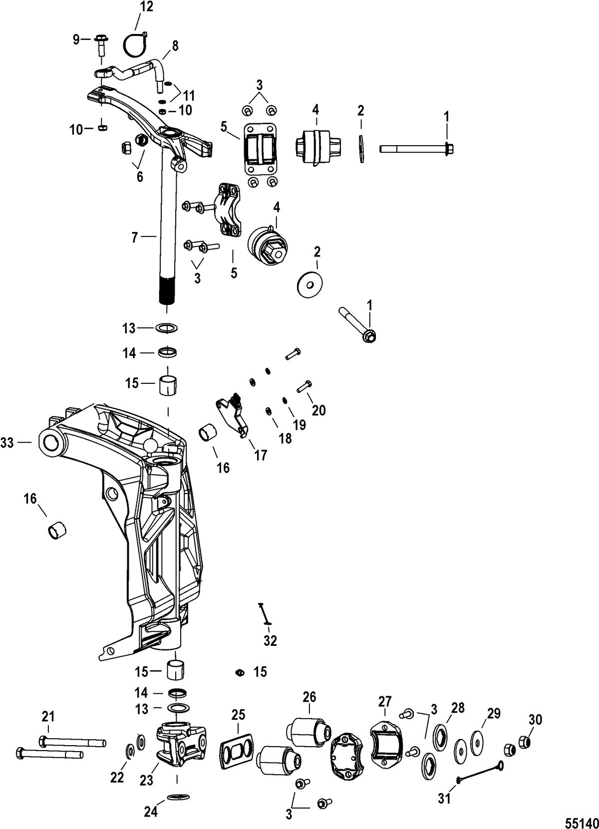 MERCURY/MARINER 75-115 4-STROKE Swivel Bracket and Swivel Pin