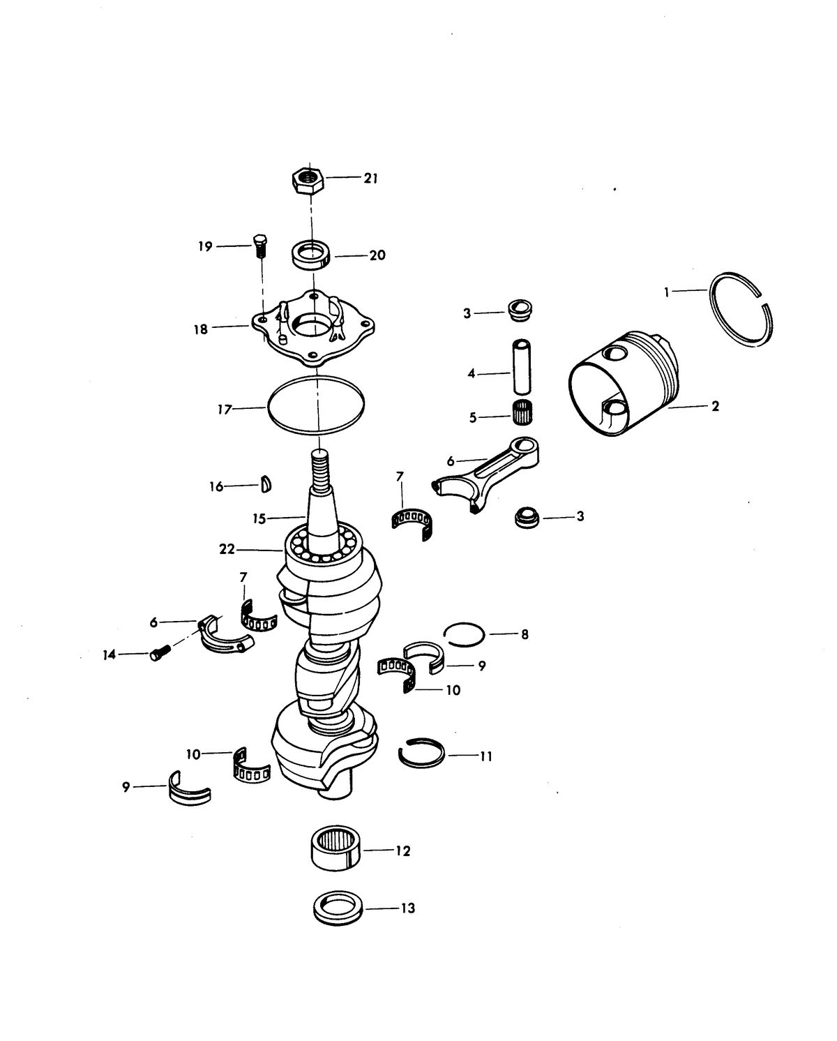 CHRYSLER 85 H.P. CHARGER CRANKSHAFT AND PISTON