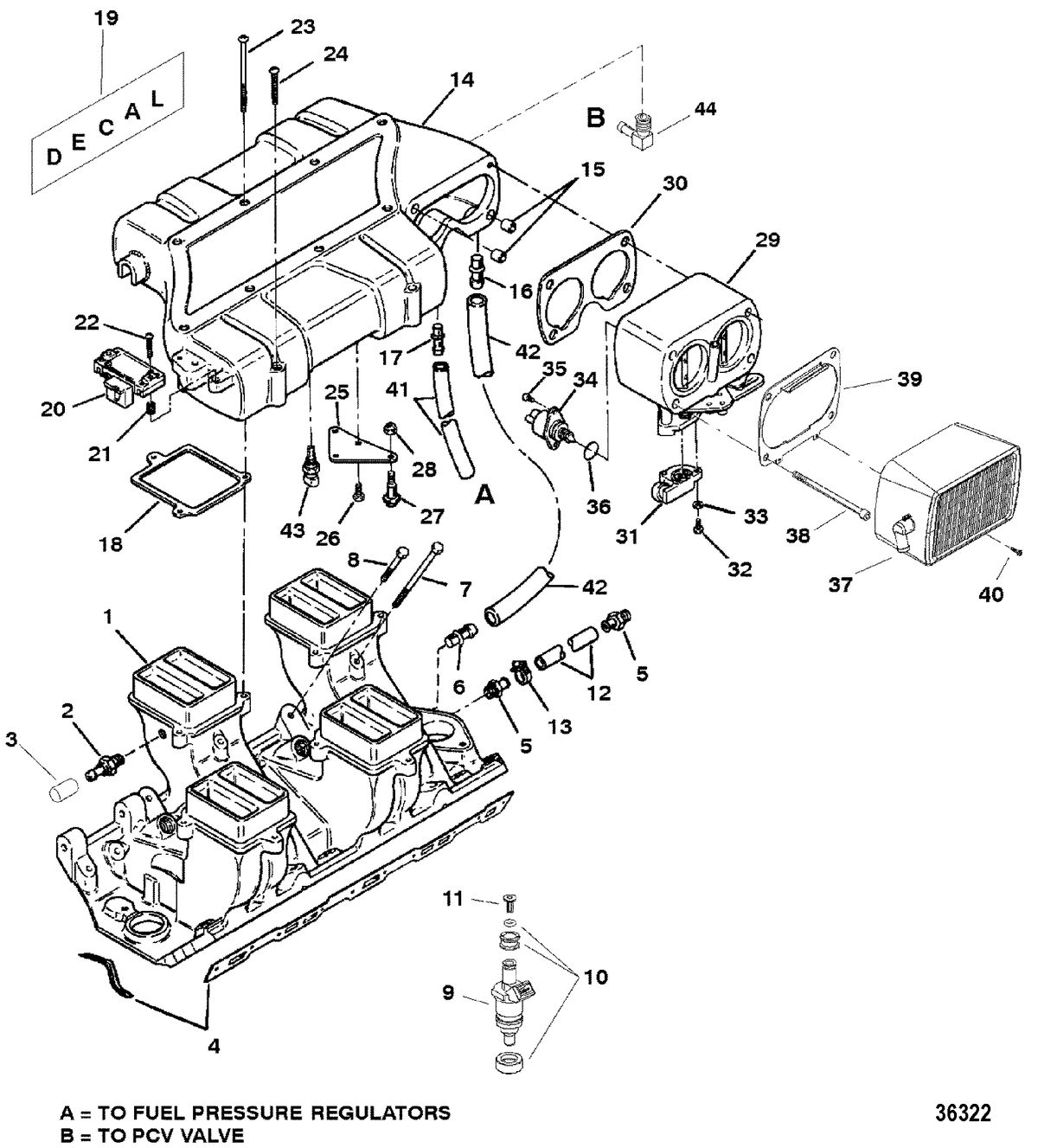 MERCRUISER 454/502 MPI MAG BRAVO (GEN VI) INTAKE MANIFOLD AND INTAKE PLENUM