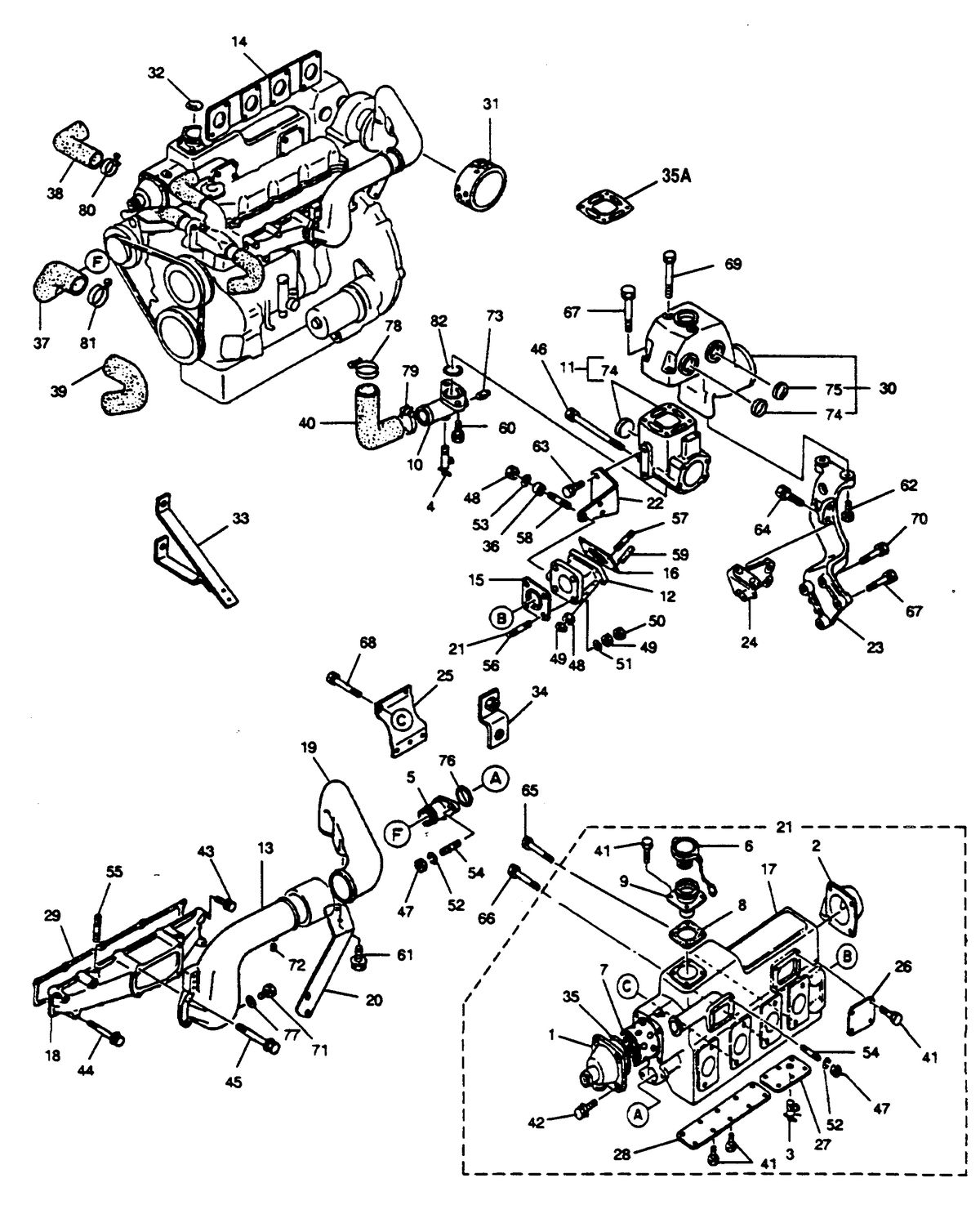 MERCRUISER HINO DIESEL 150 H.P. INTAKE AND EXHAUST SYSTEM