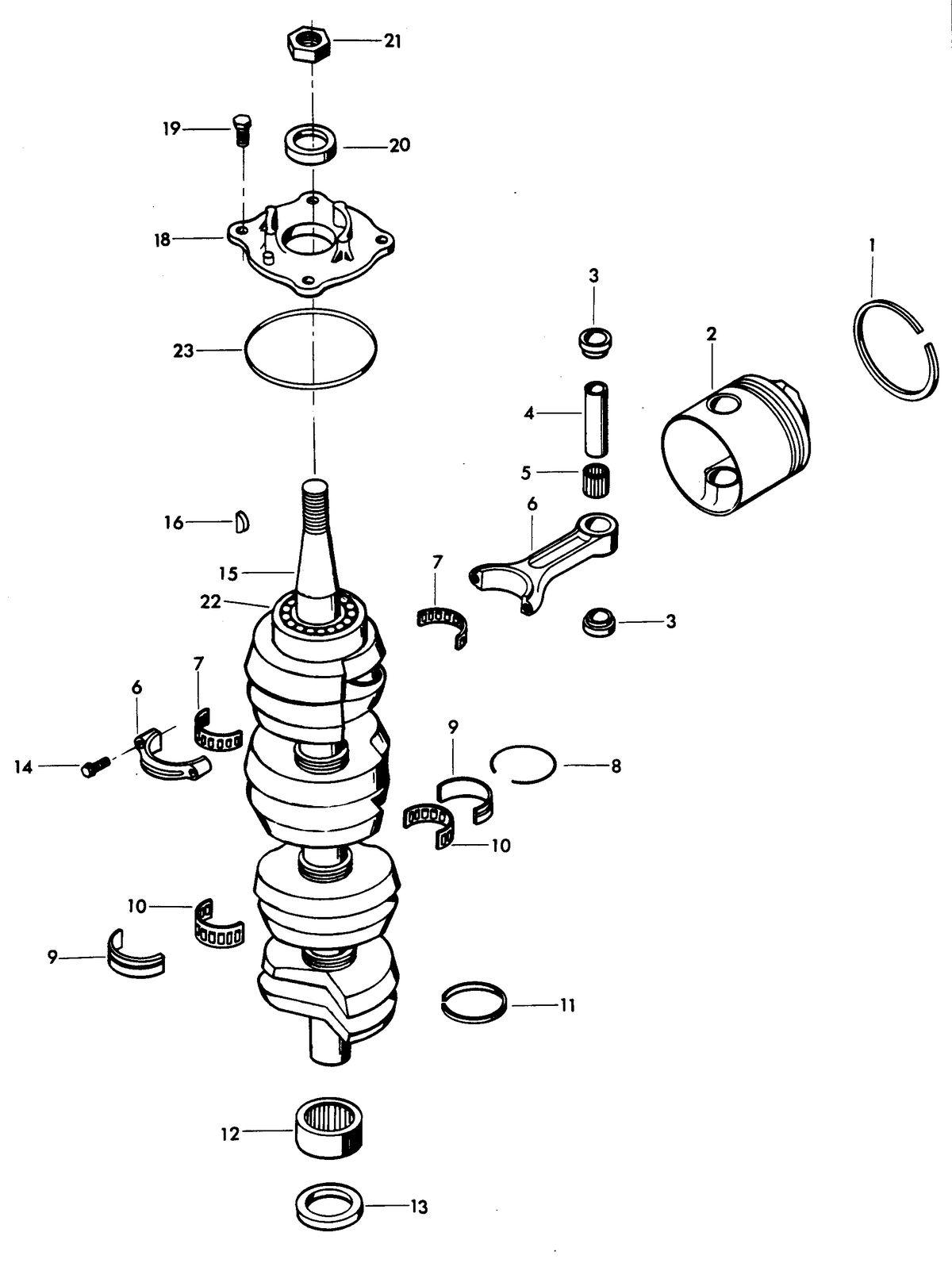 CHRYSLER 115 H.P. CHARGER CRANKSHAFT AND PISTON GROUP
