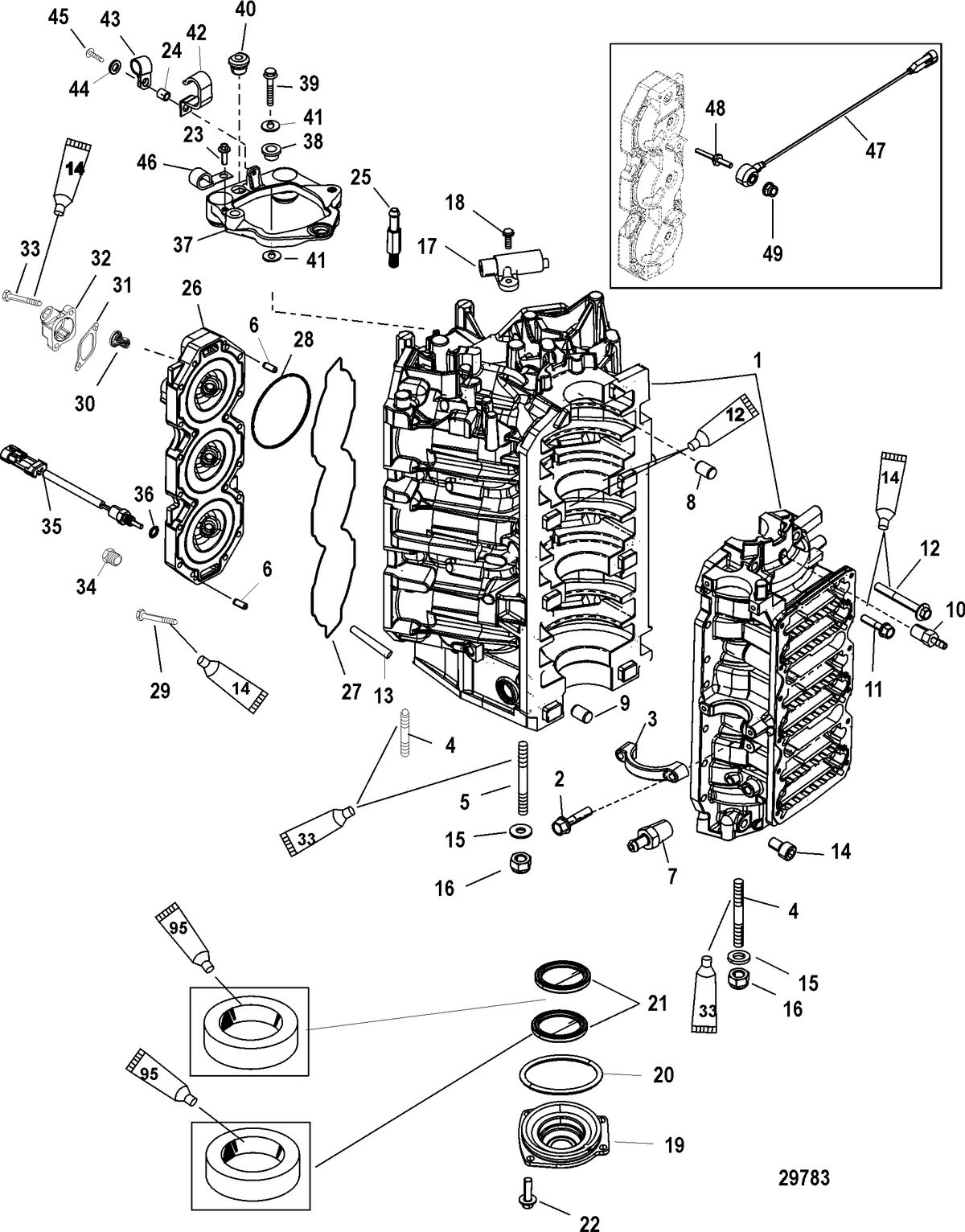 RACE OUTBOARD JP5 3.0L DFI Cylinder Block and End Cap