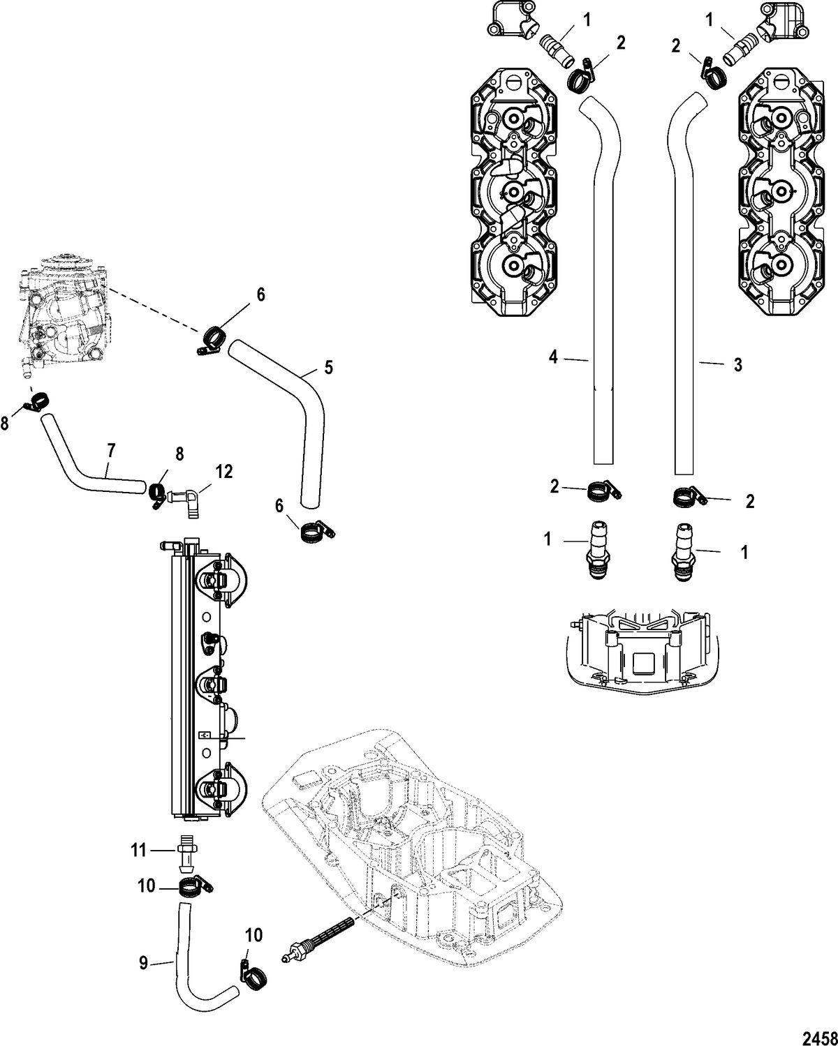 RACE OUTBOARD 250XS DFI (3.0L) Water Hoses