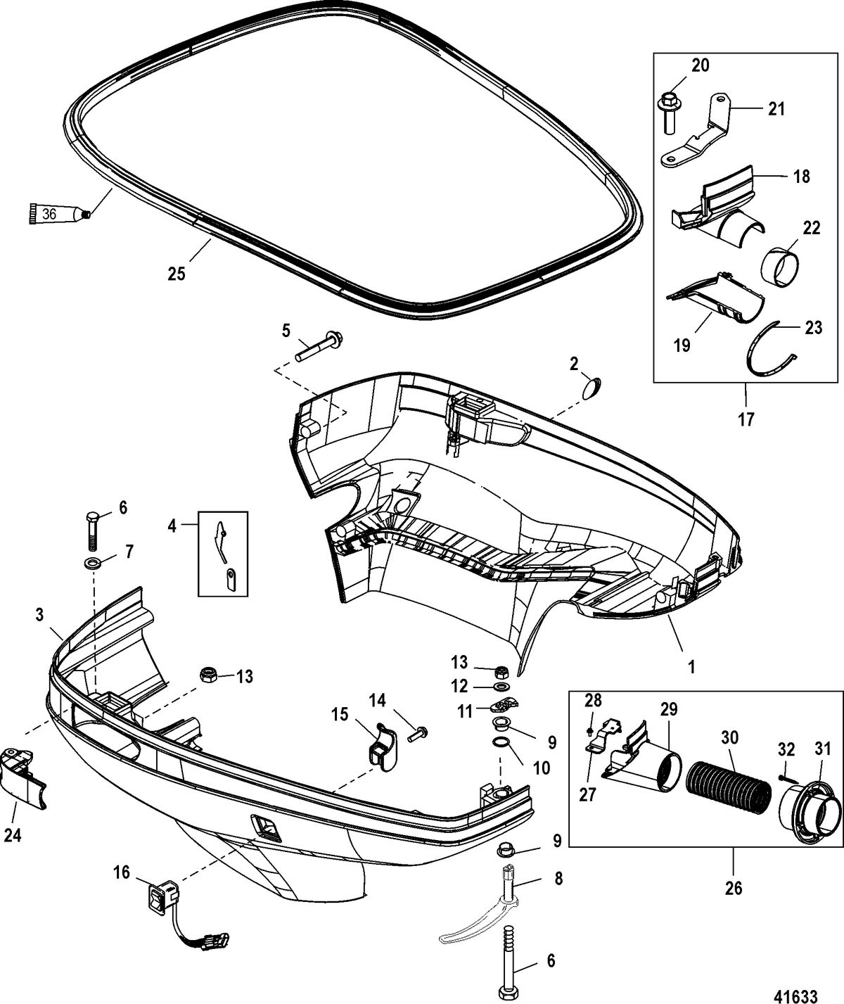 MERCURY/MARINER 200 OPTIMAX V6 DFI Bottom Cowl