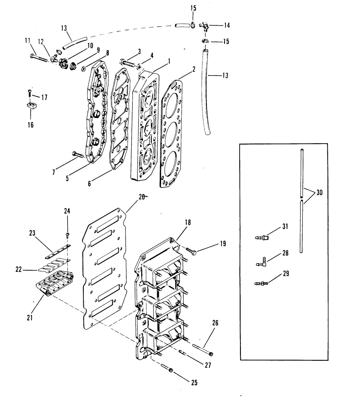 RACE OUTBOARD SST-140 (CARBURETOR) REED BLOCK AND CYLINDER HEAD