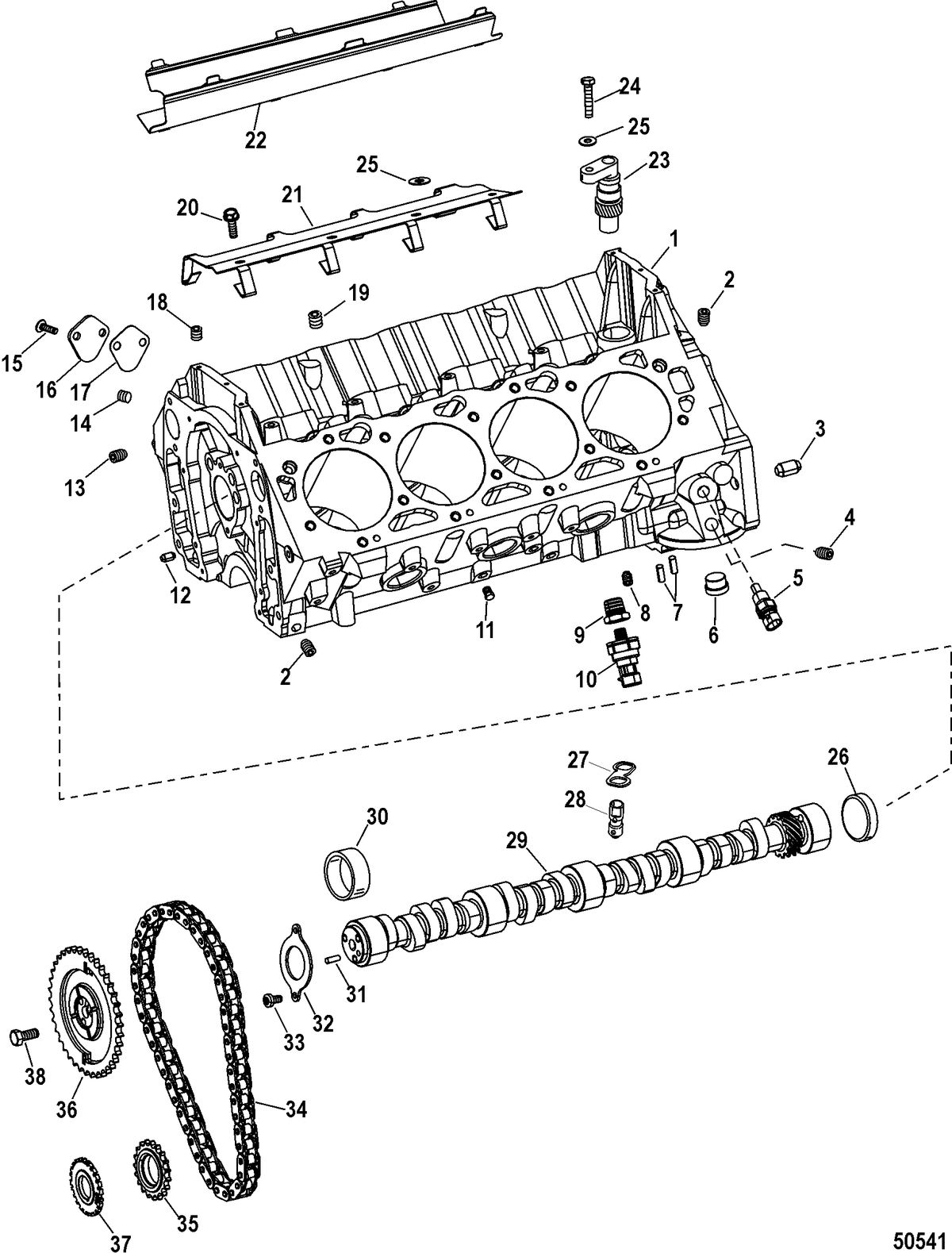 RACE STERNDRIVE 565 EFI Engine Components(Cylinder Block And Camshaft)