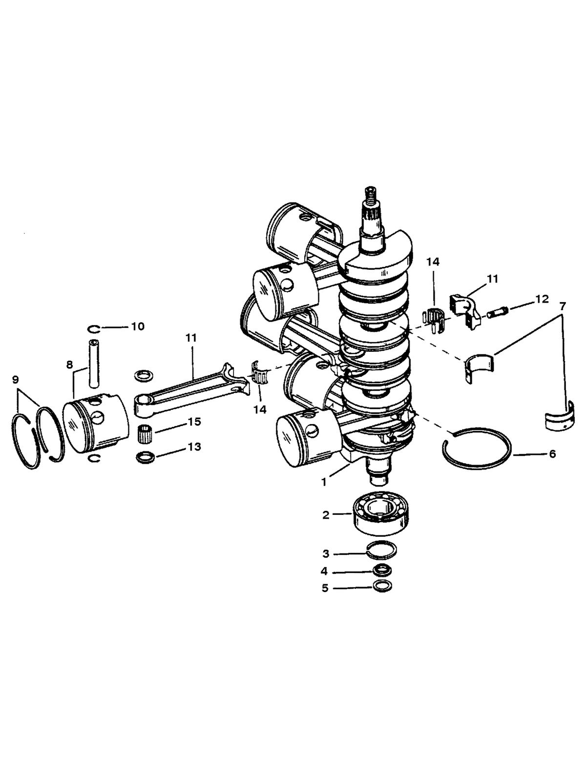 RACE OUTBOARD FORMULA 1 2 LITRE - EFI CRANKSHAFT, PISTONS, AND CONNECTING RODS