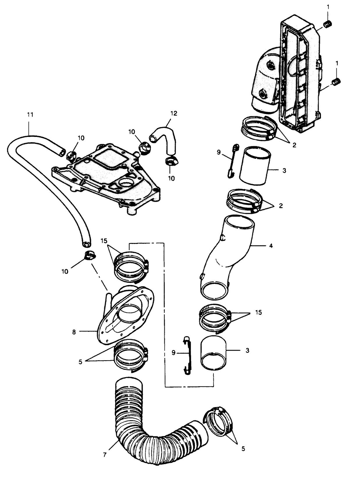 FORCE FORCE 1990 120 H.P. "C" MODELS L-DRIVE EXHAUST SYSTEM