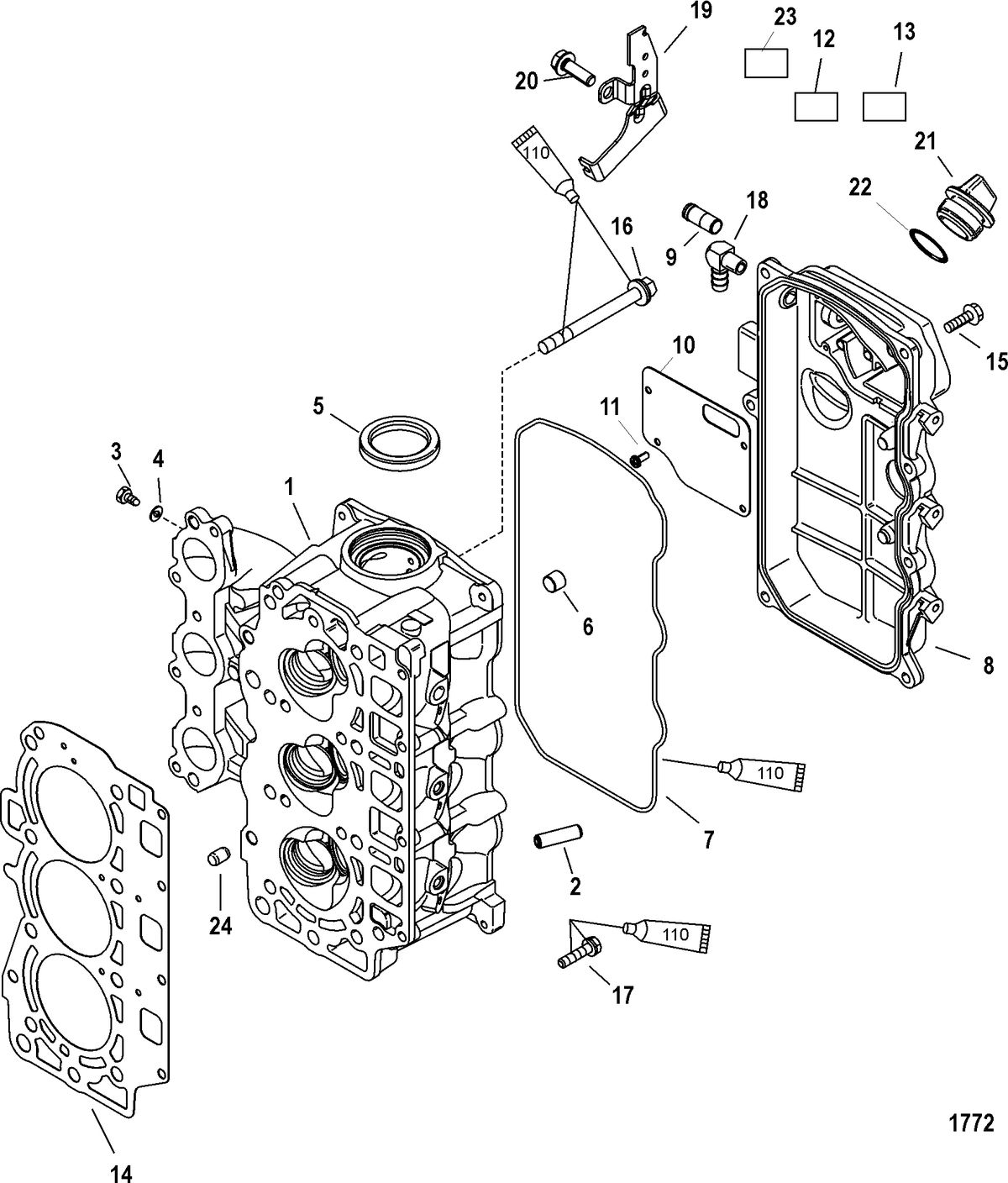MERCURY/MARINER 30/40 EFI 4-STROKE (3 CYLINDER) Cylinder Head