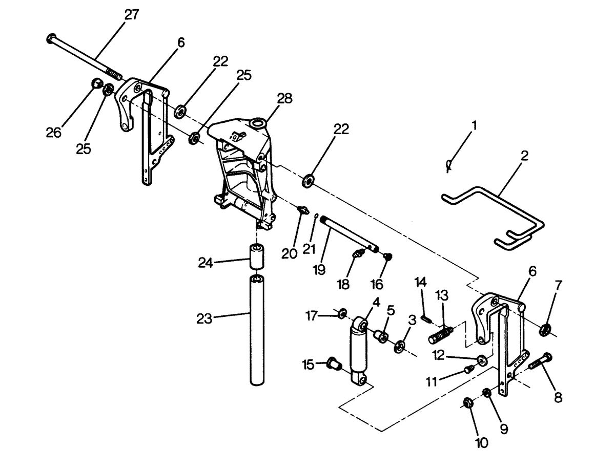 FORCE FORCE 1988 125 HP "A" MODELS SWIVEL BRACKET AND STERN BRACKETS MODELS WITH POWER TRIM