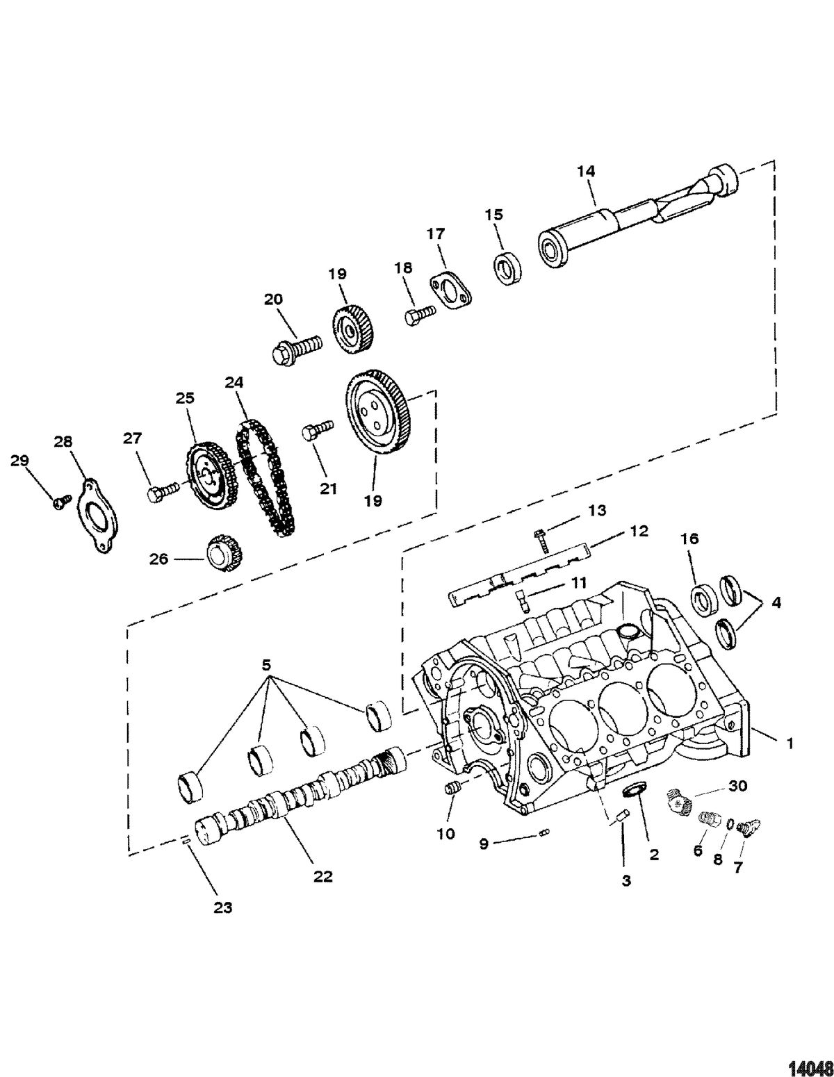 MERCRUISER 4.3L ALPHA/BRAVO (262 CID - GEN +) Cylinder Block And Camshaft