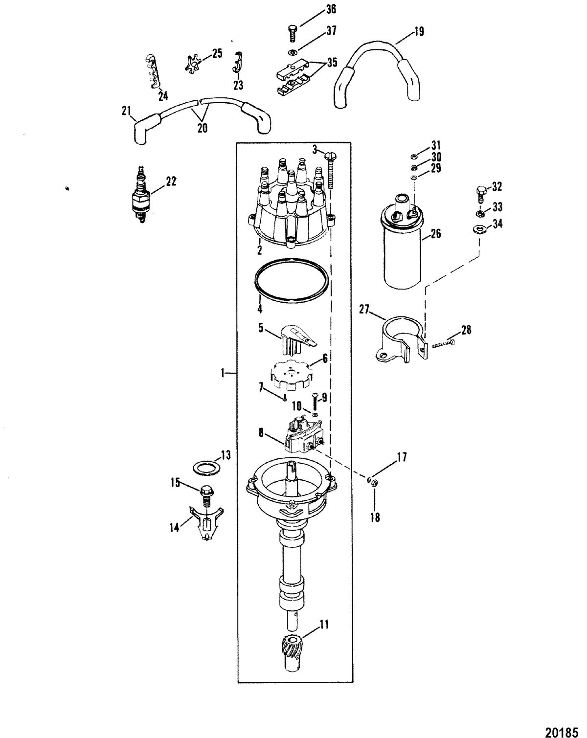 MERCRUISER 330 H.P. ENGINE W/BORG WARNER Distributor and Ignition Components