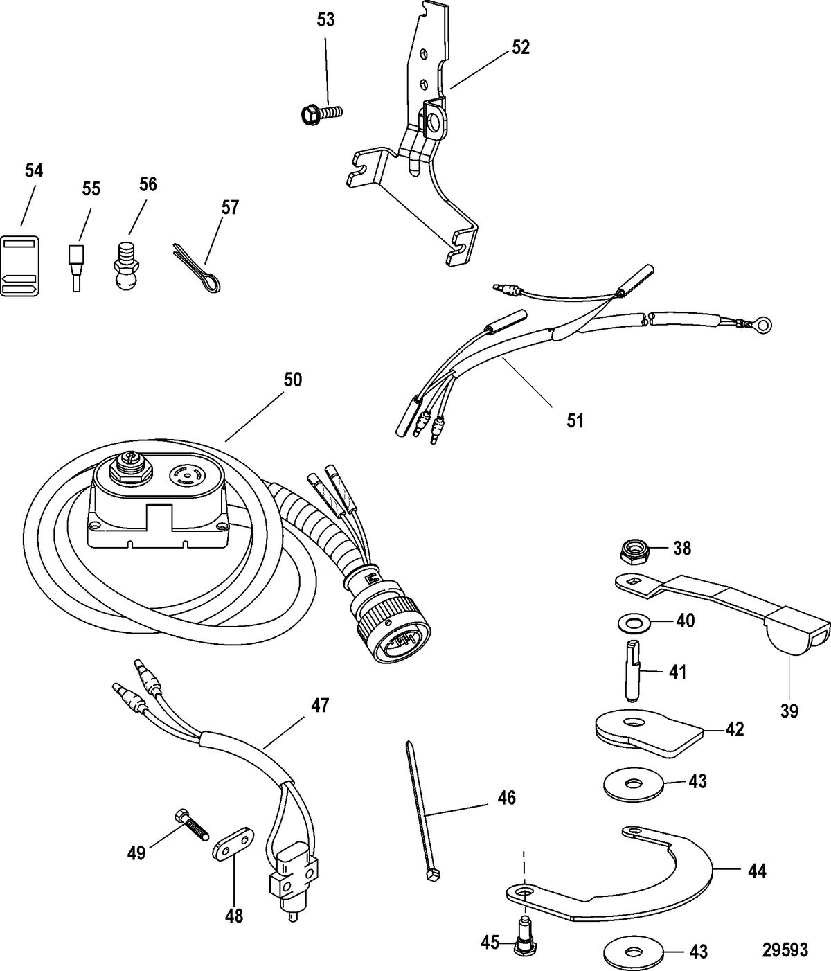 ACCESSORIES STEERING SYSTEMS AND COMPONENTS Tiller Handle Kit Components(821455A13 /A17)