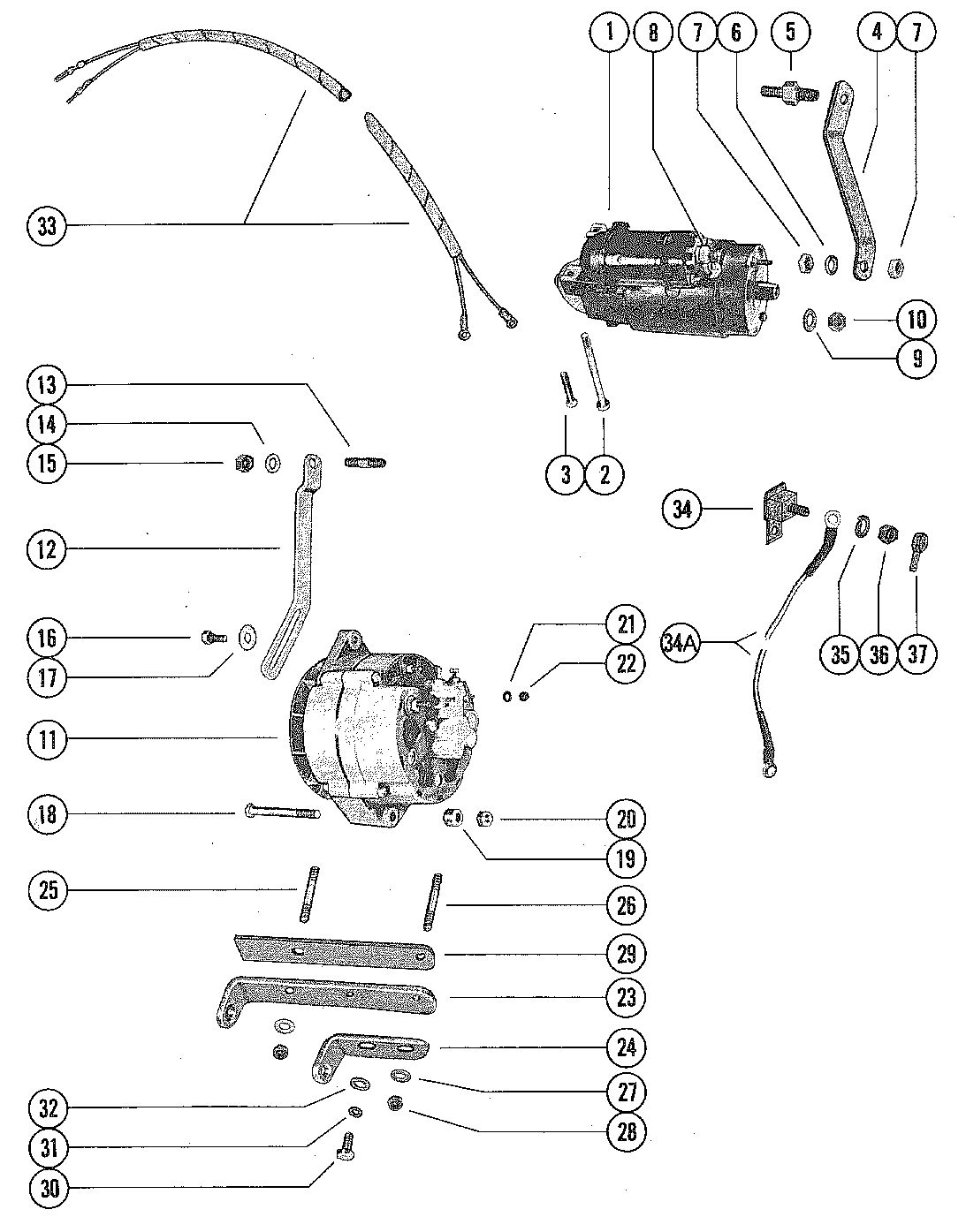 MERCRUISER 165 ENGINE STARTER MOTOR AND ALTERNATOR