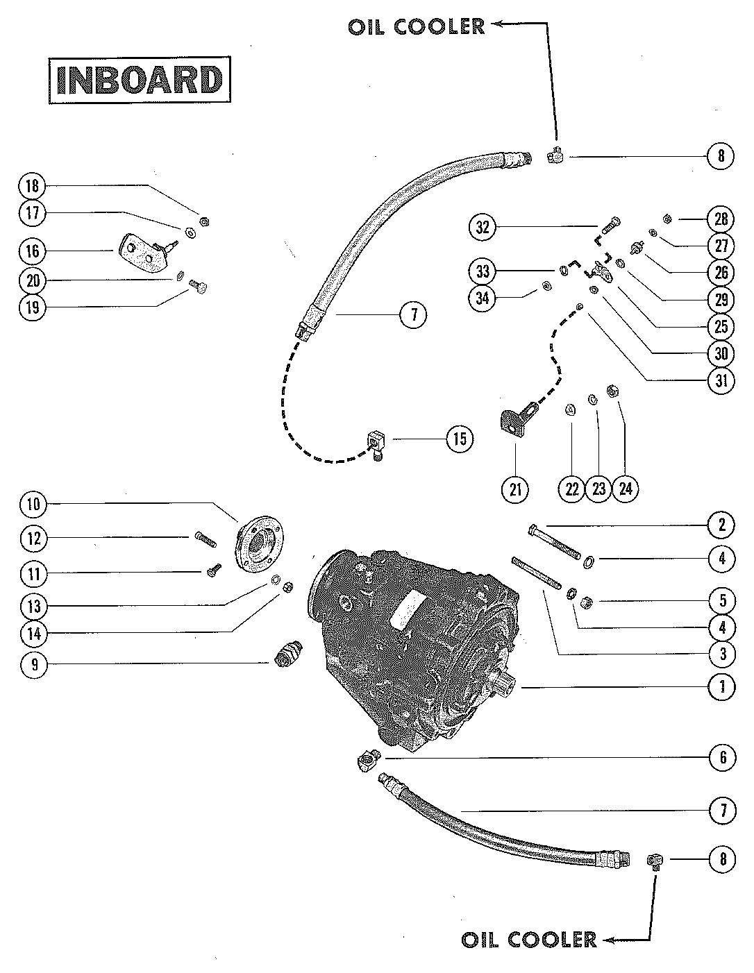 MERCRUISER 233 ENGINE TRANSMISSION AND RELATED PARTS (INBOARD)